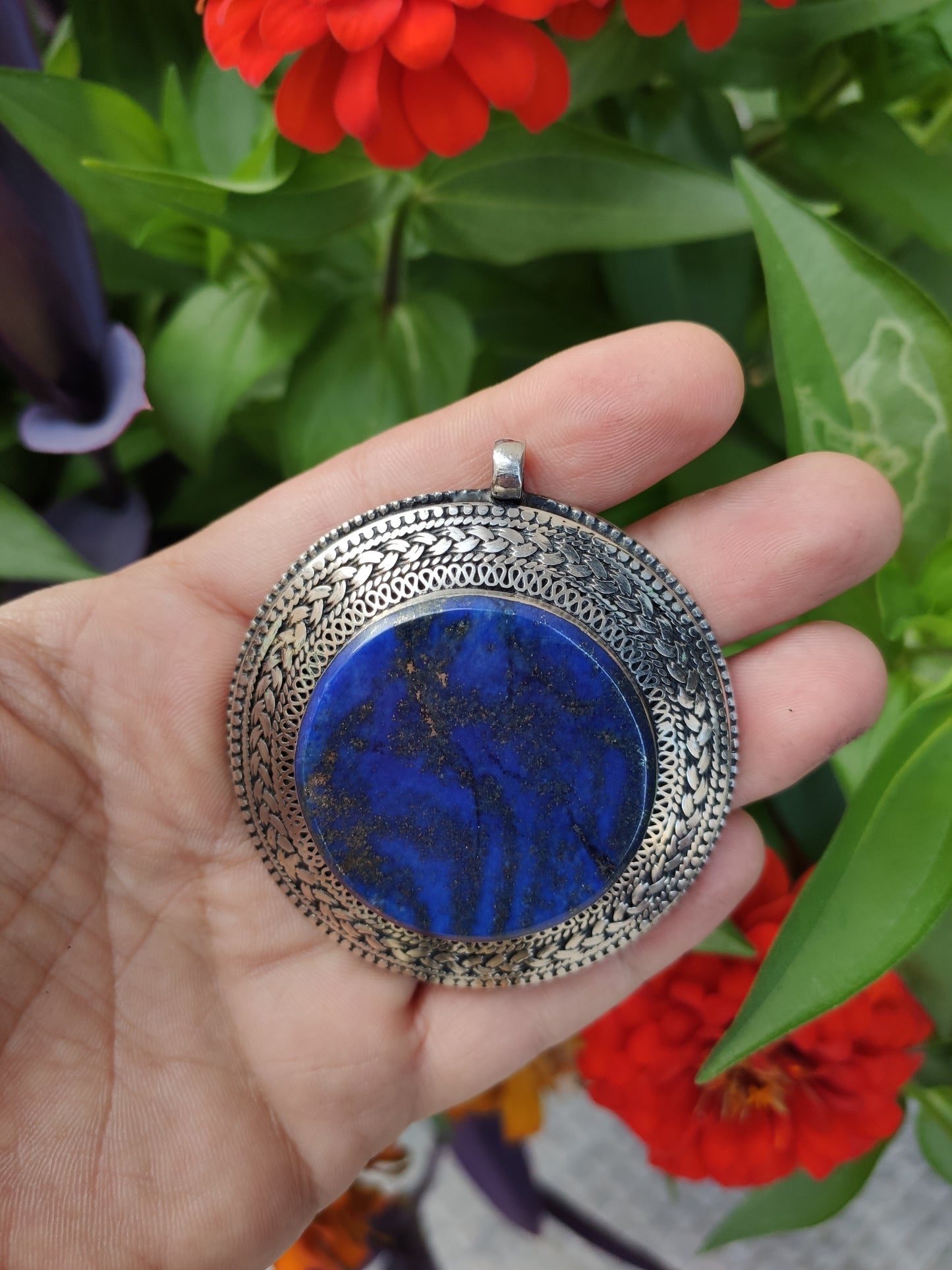 Vintage Lapis Lazuli silver pendant