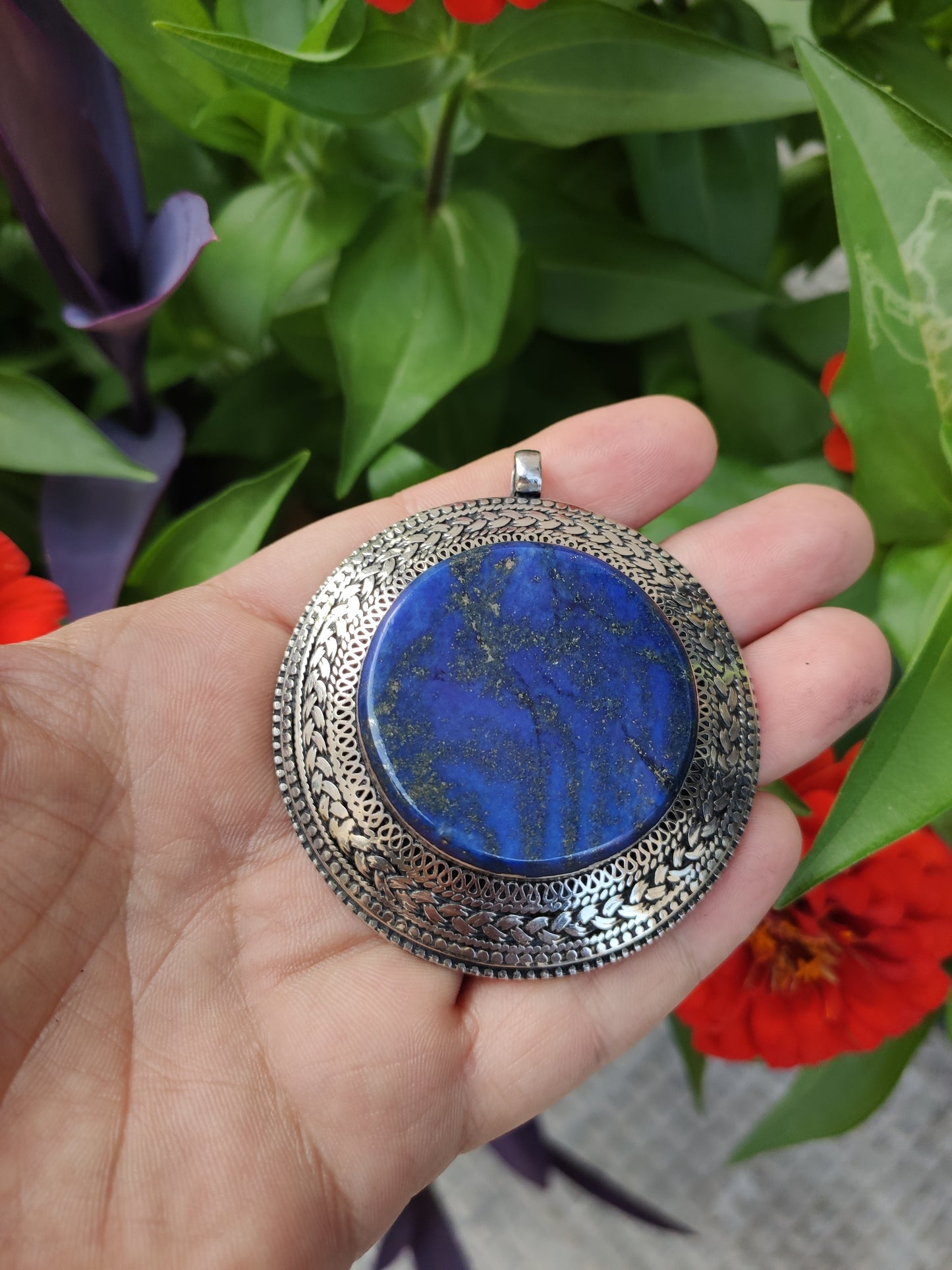 Vintage Lapis Lazuli silver pendant