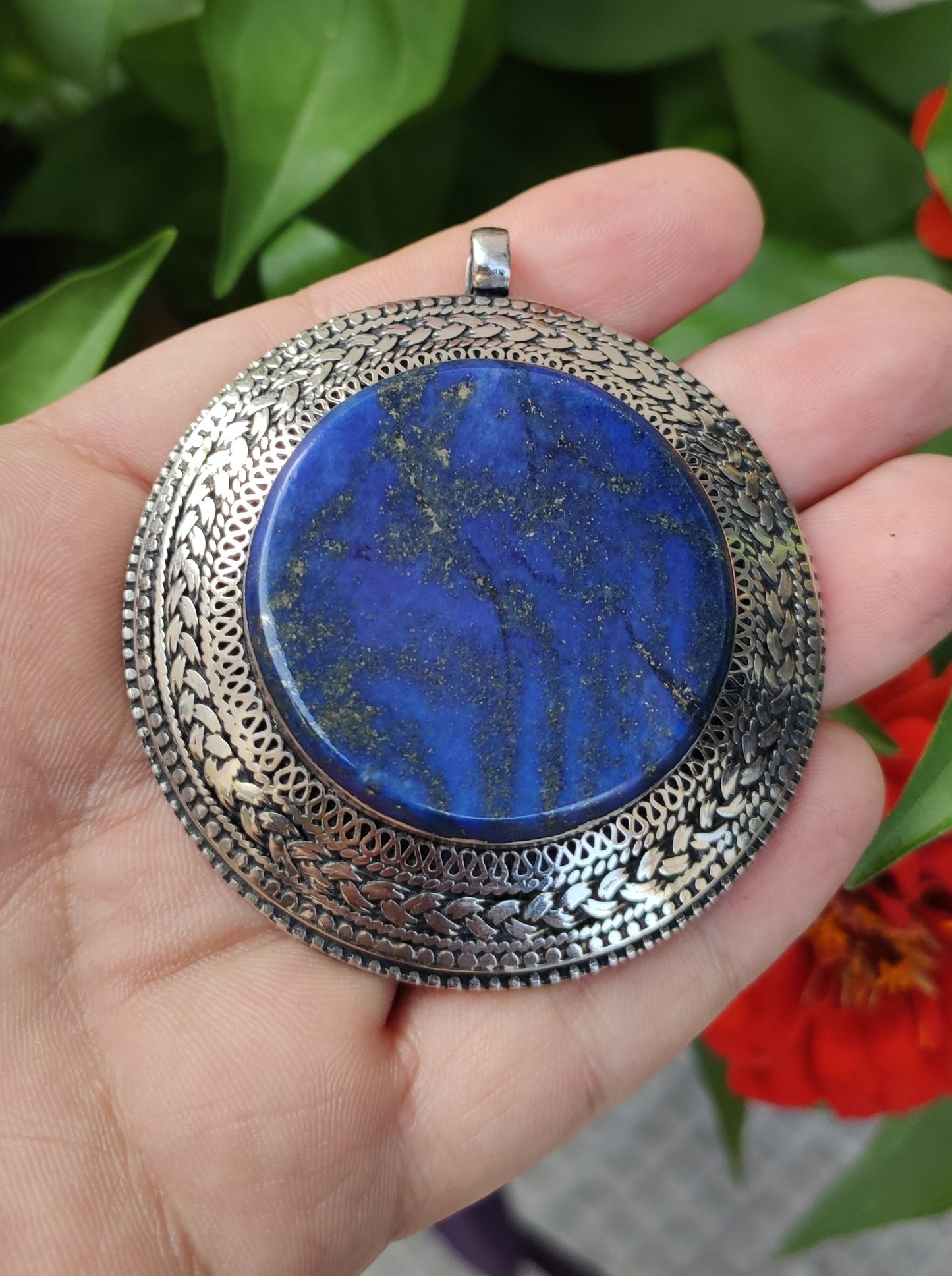 Vintage Lapis Lazuli silver pendant