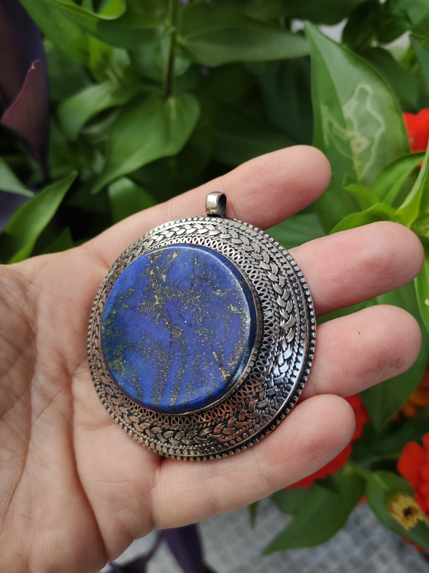 Vintage Lapis Lazuli silver pendant