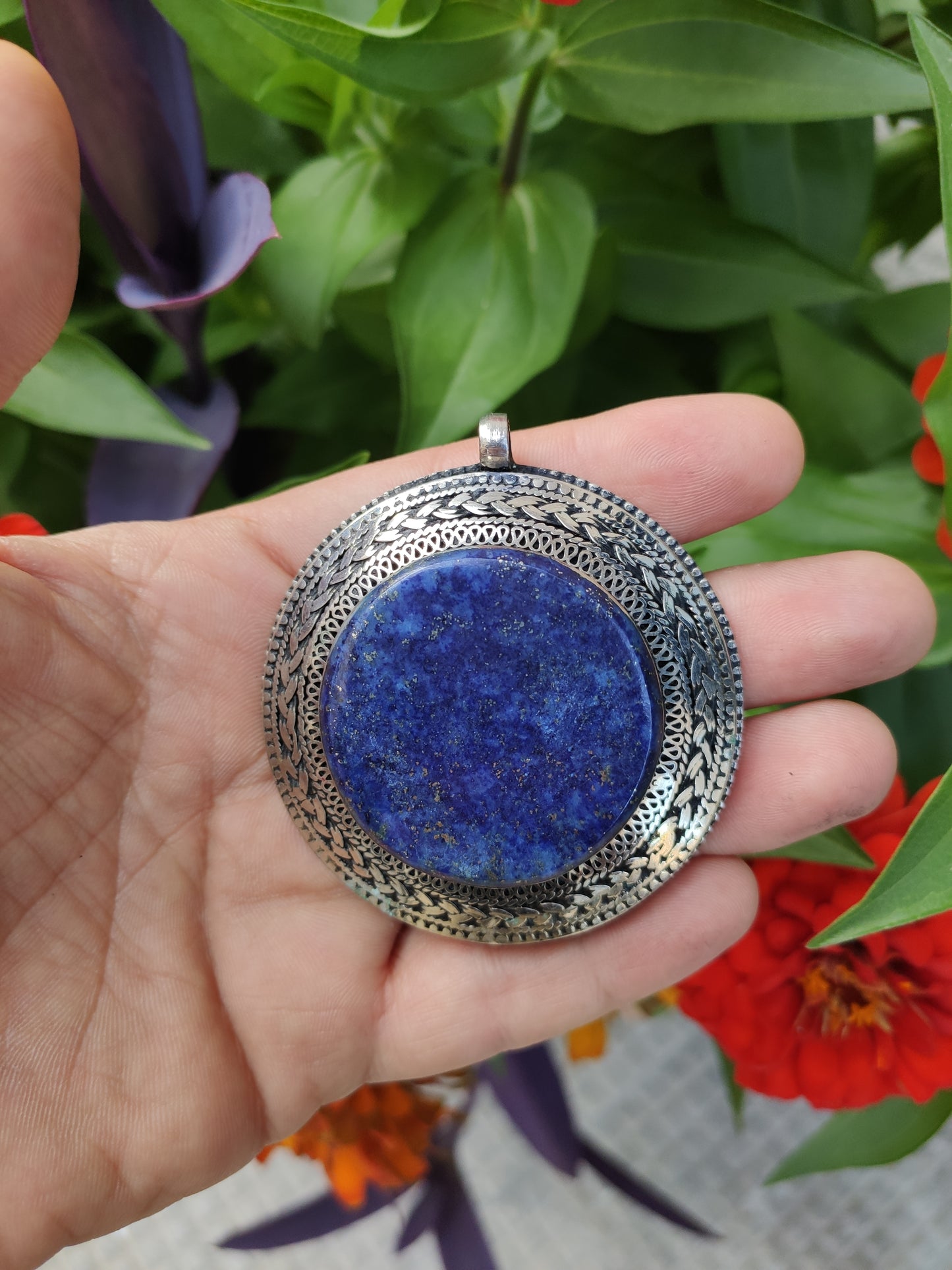 Vintage Lapis Lazuli silver pendant