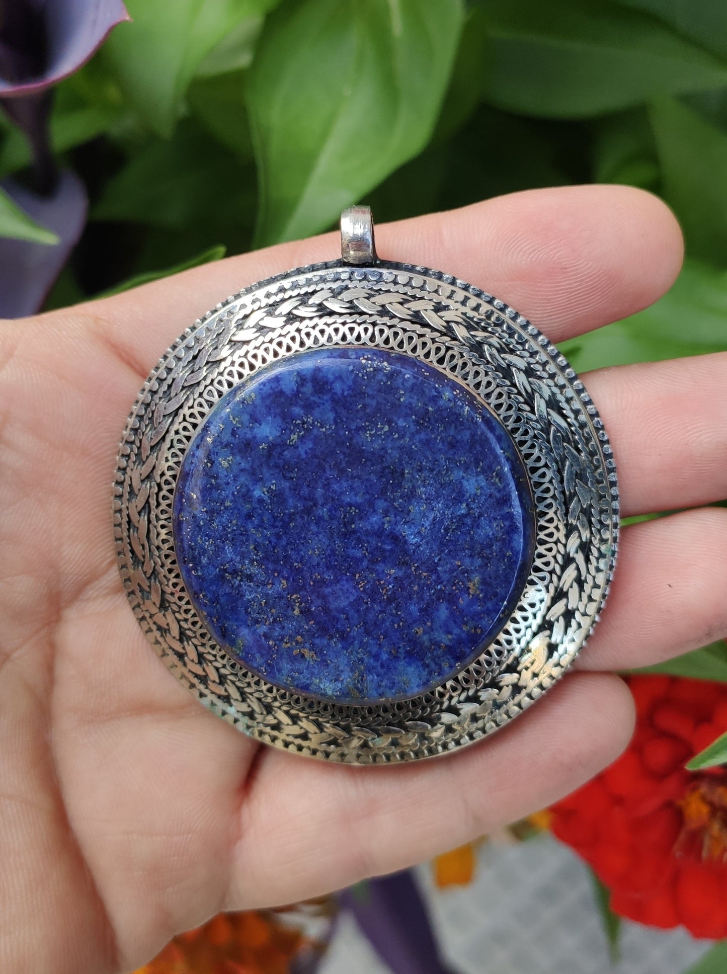 Vintage Lapis Lazuli silver pendant