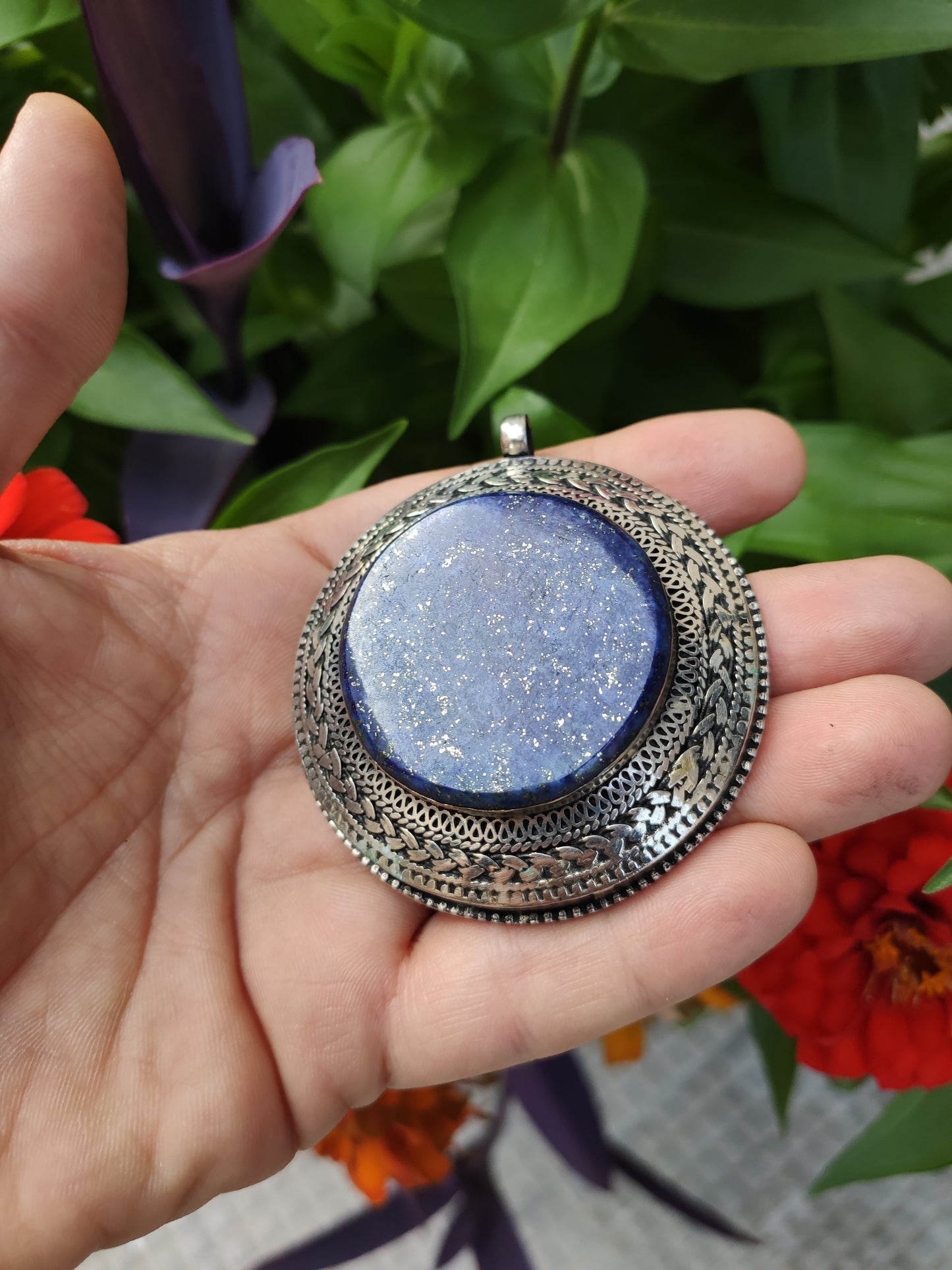 Vintage Lapis Lazuli silver pendant