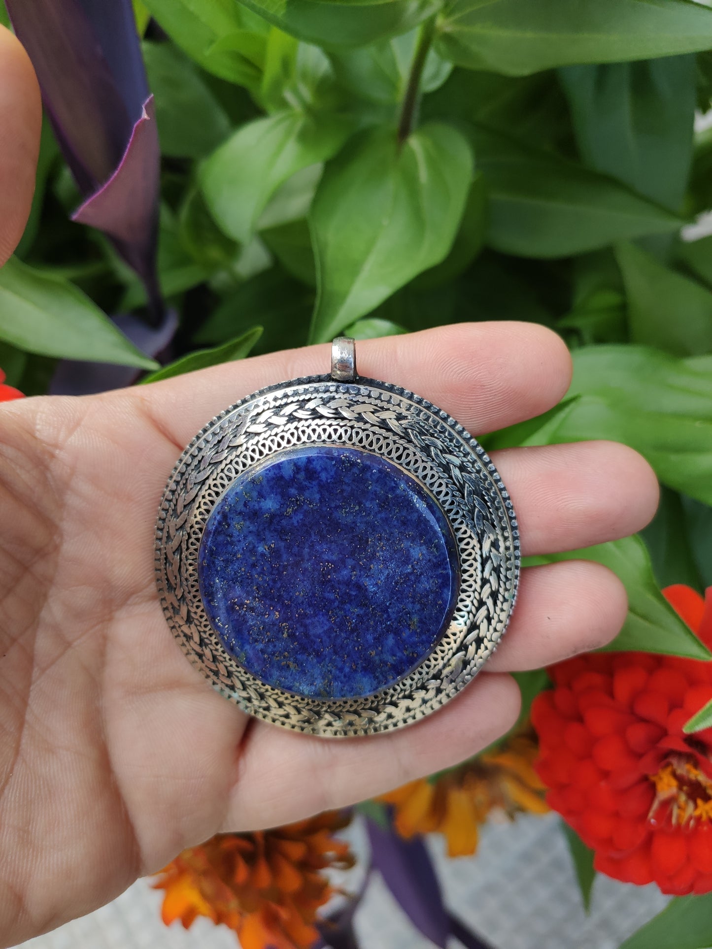 Vintage Lapis Lazuli silver pendant