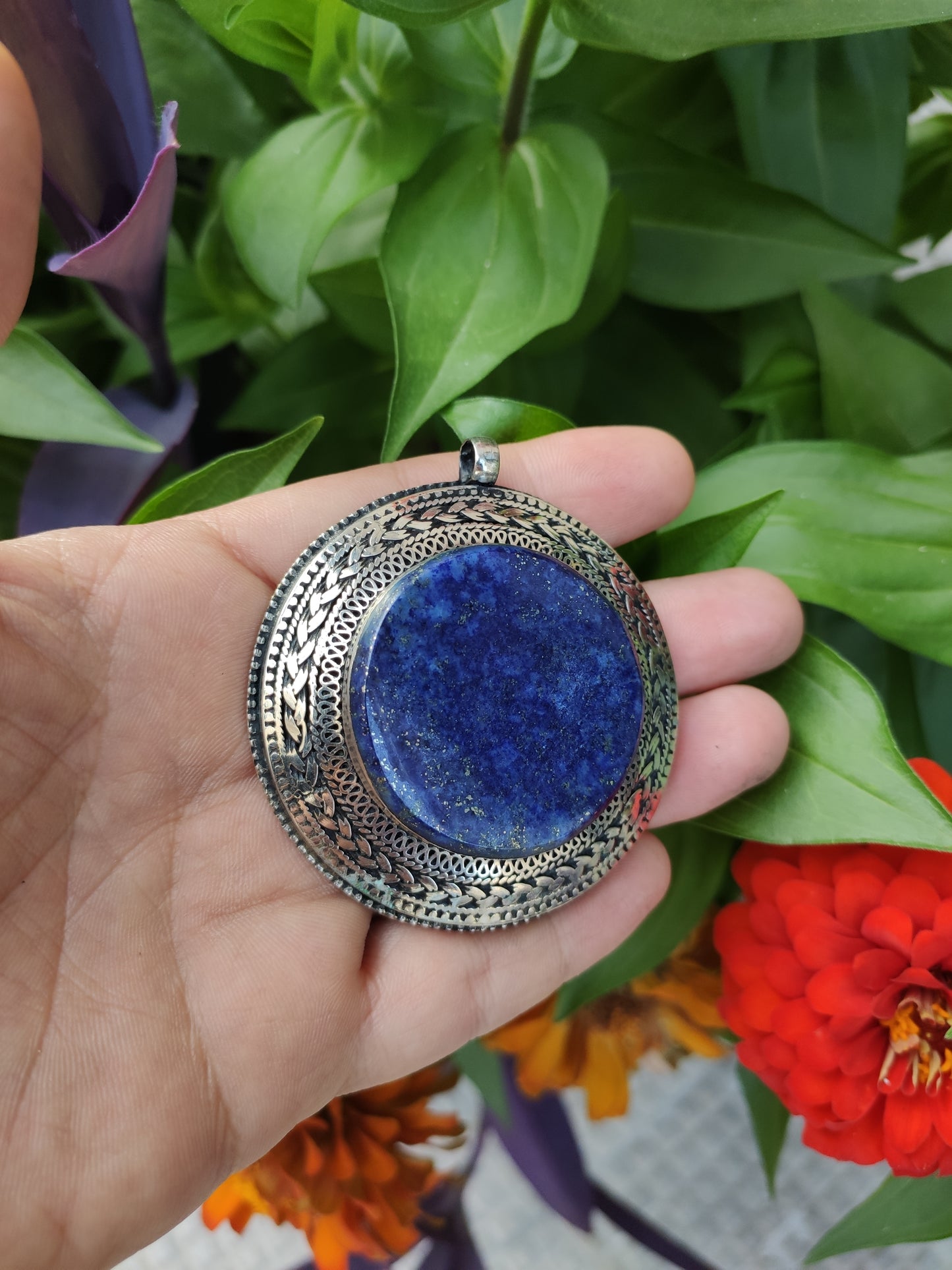 Vintage Lapis Lazuli silver pendant