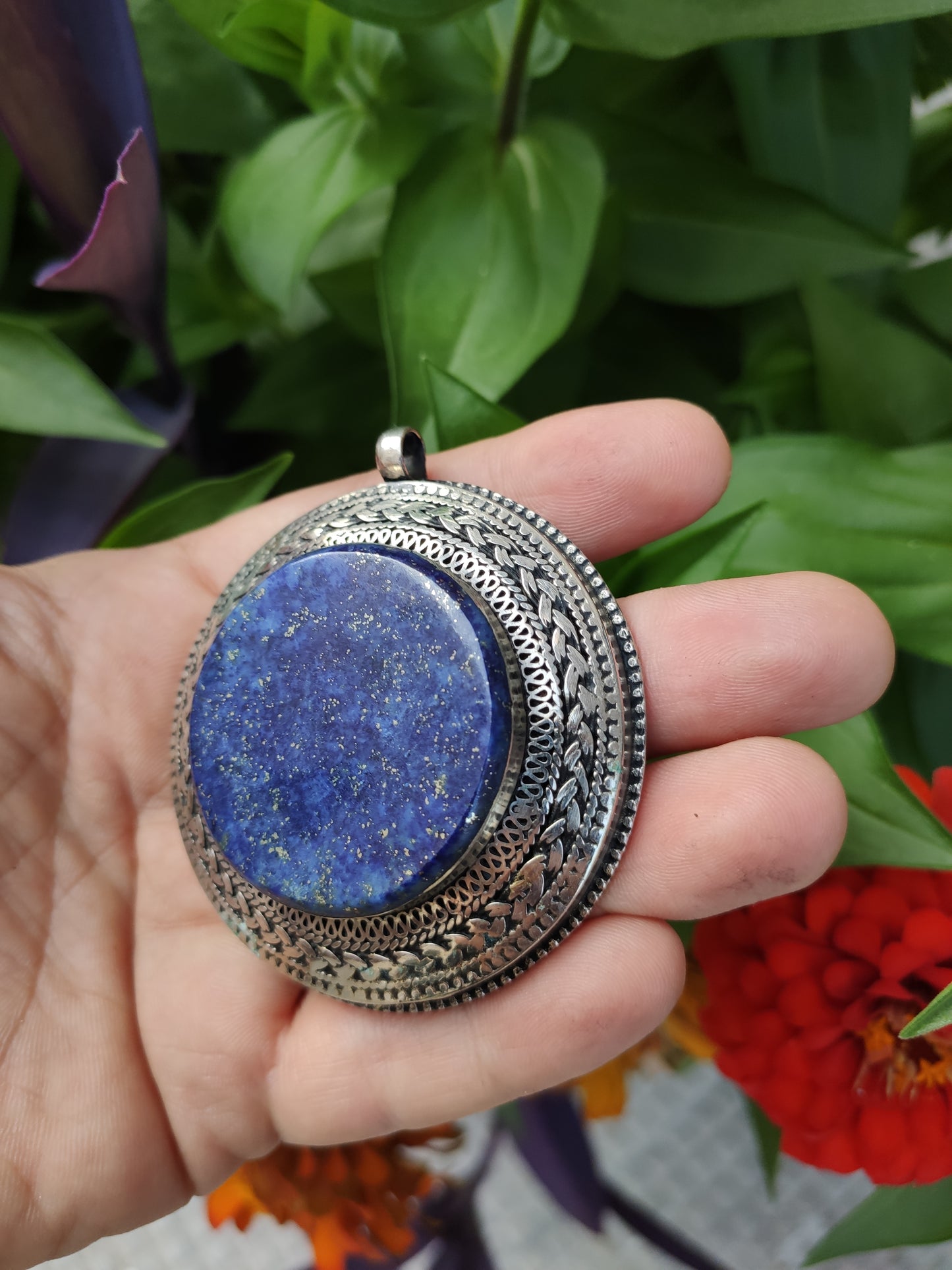 Vintage Lapis Lazuli silver pendant