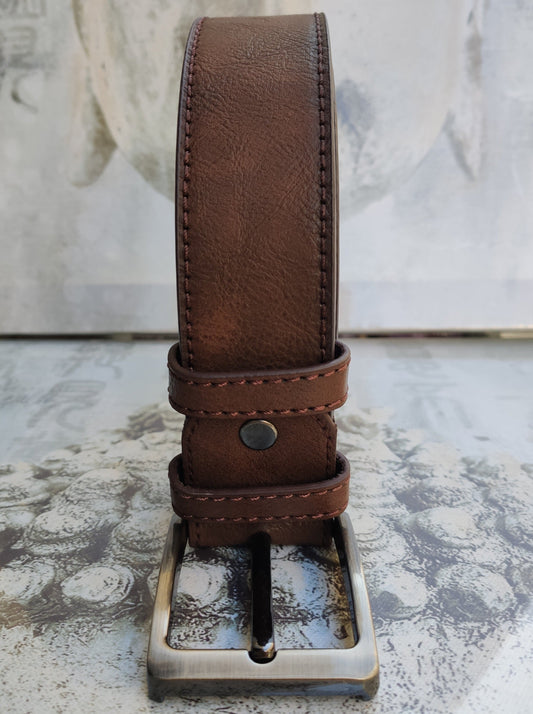 Men's tobacco brown leather belt real leather 120 cm