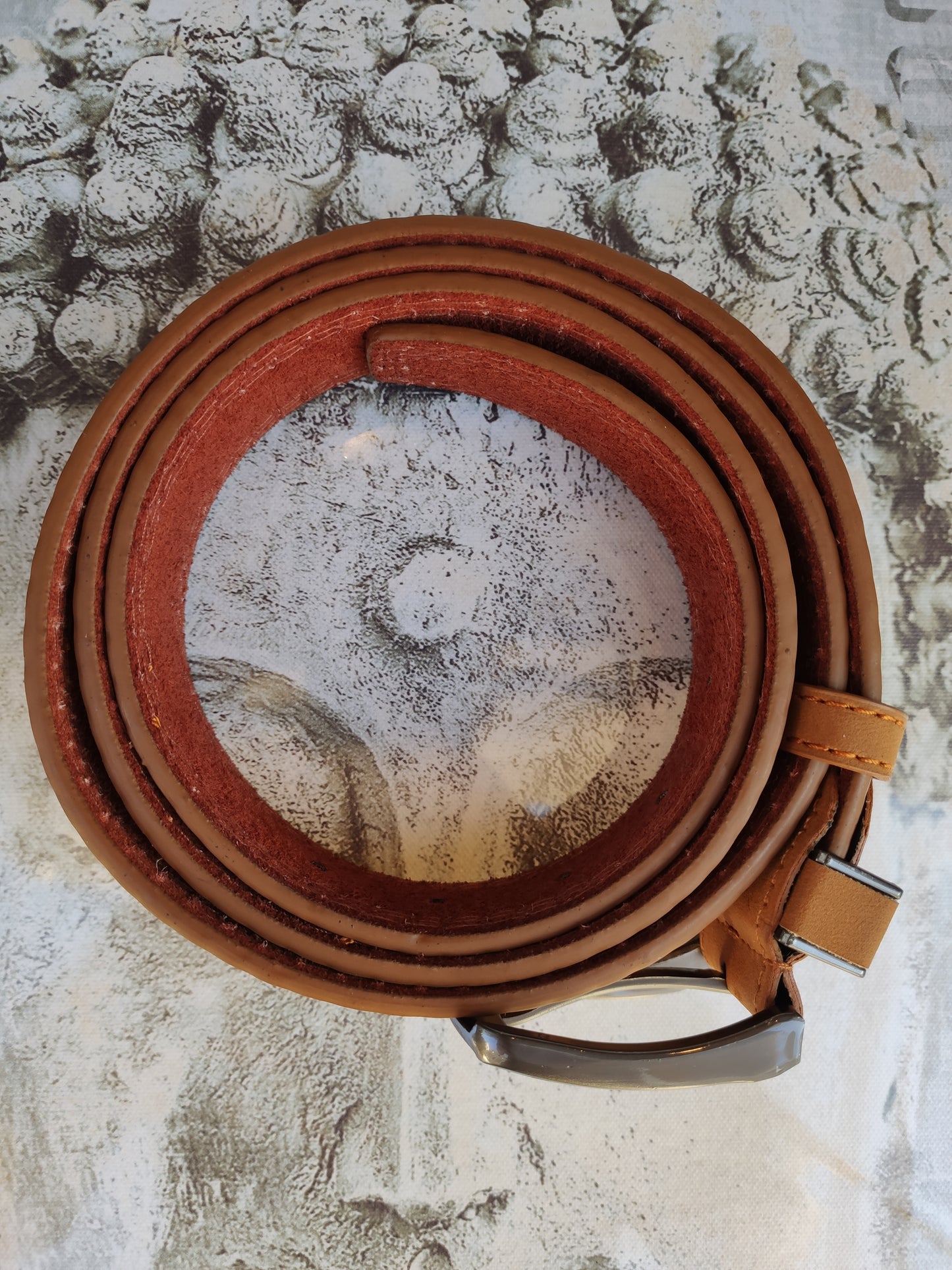 Mustard brown men's leather belt real leather 105 cm