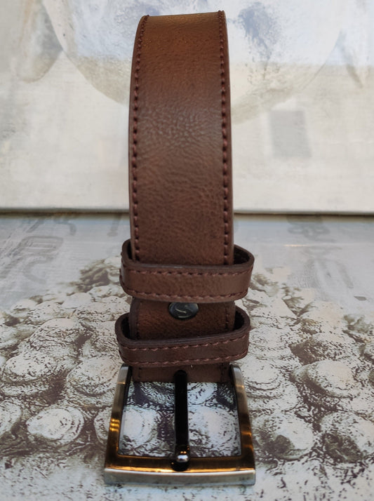 Brown leather men's belt real leather 115 cm