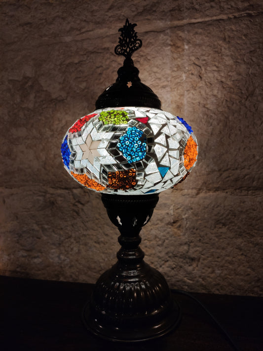 Turkish mosaic glass lamp for ethnic decor 8M