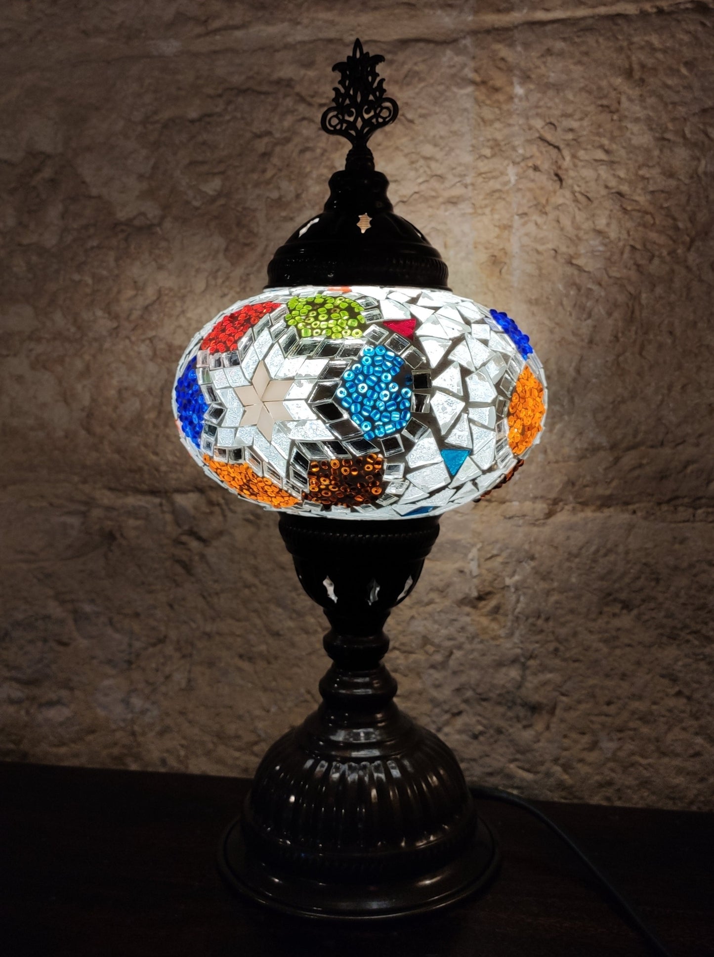 Turkish mosaic glass lamp for ethnic decor 8M