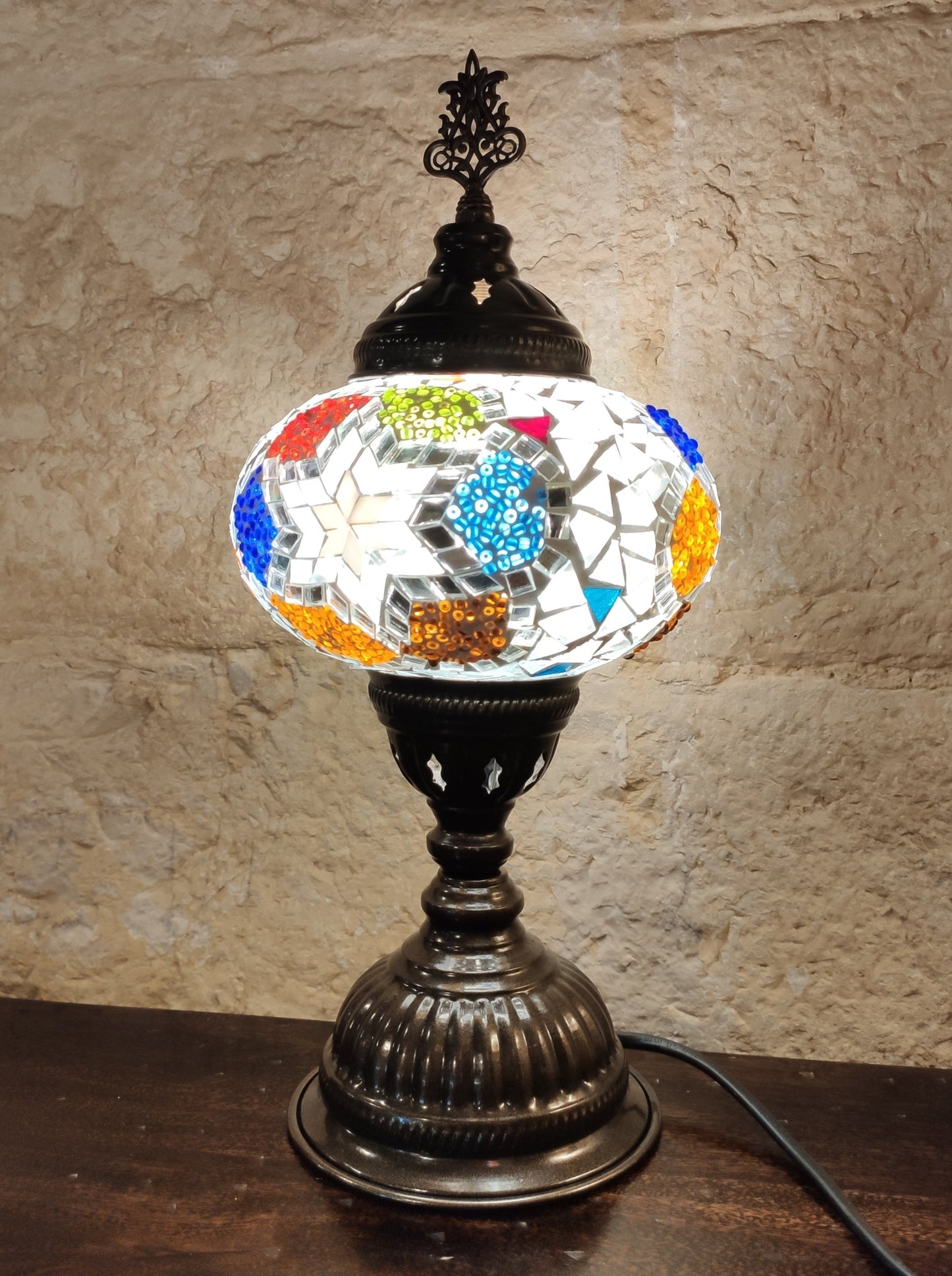 Turkish mosaic glass lamp for ethnic decor 8M