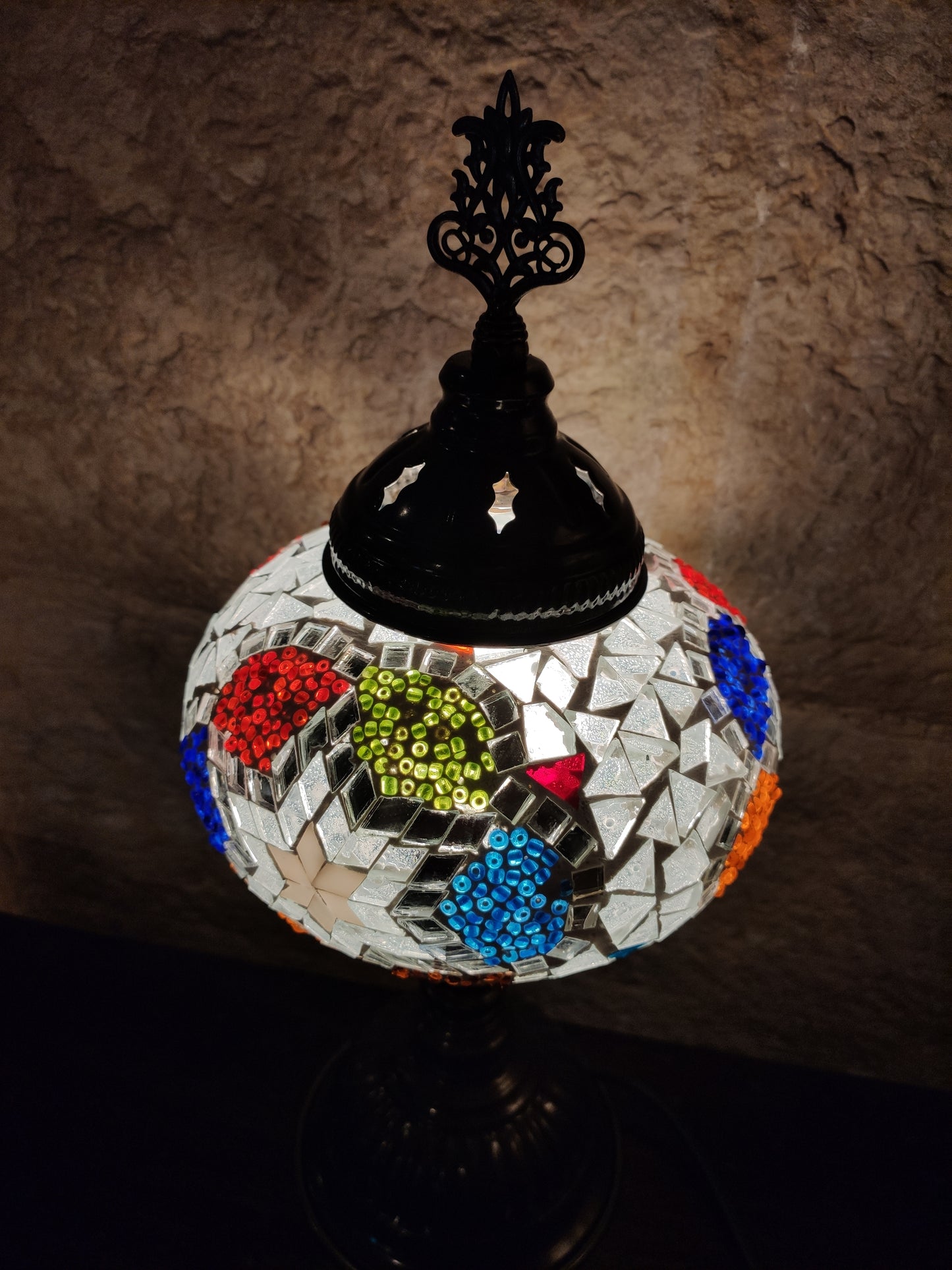 Turkish mosaic glass lamp for ethnic decor 8M