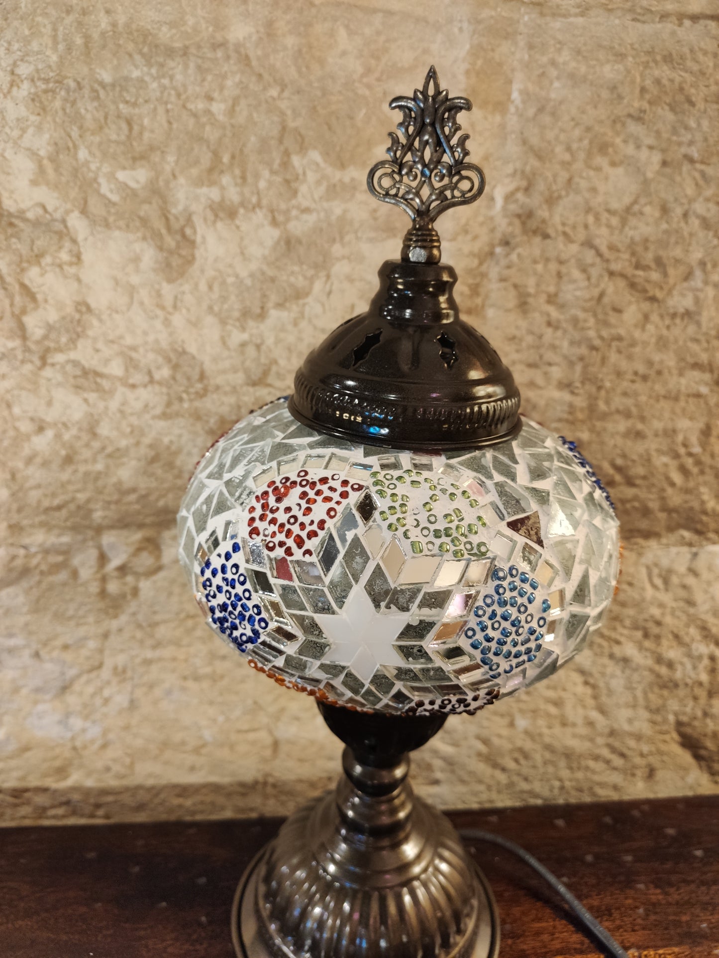 Turkish mosaic glass lamp for ethnic decor 8M