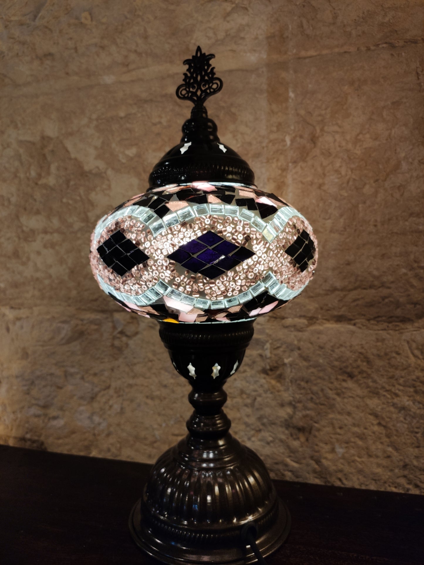 Turkish mosaic glass lamp for ethnic decor 9M