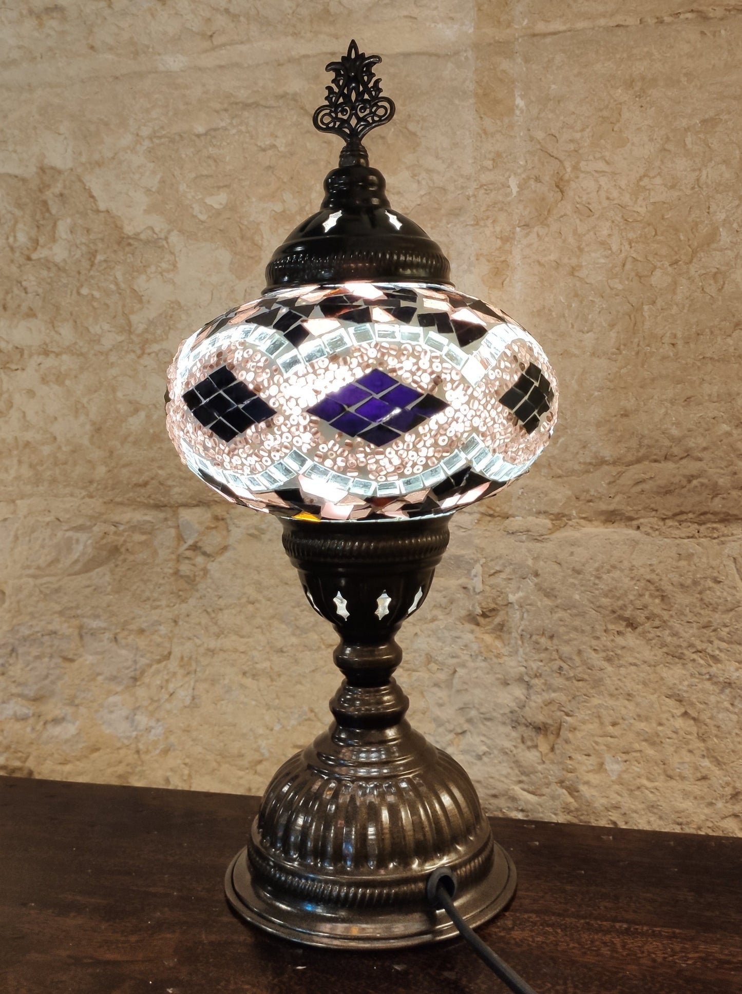 Turkish mosaic glass lamp for ethnic decor 9M