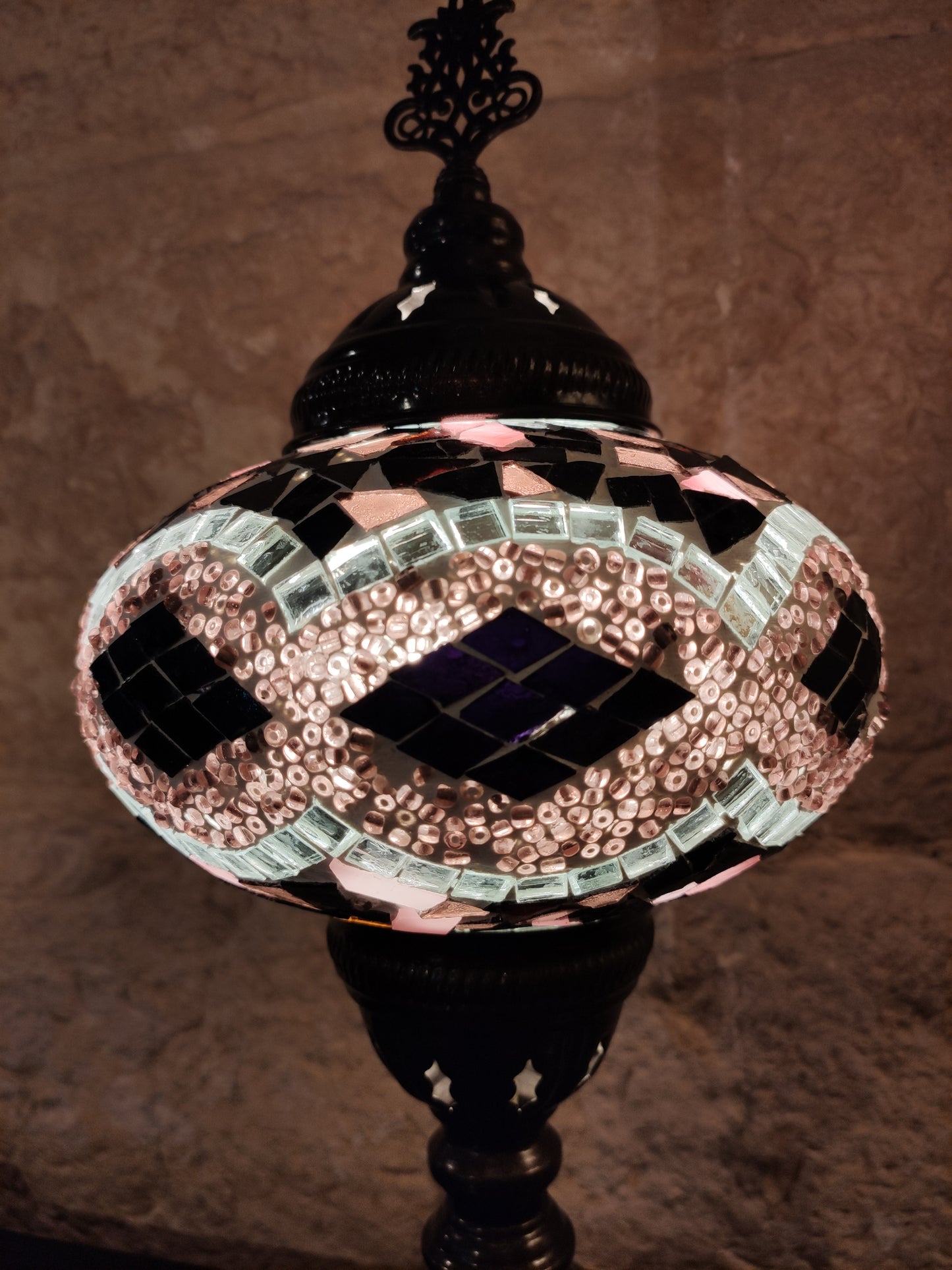 Turkish mosaic glass lamp for ethnic decor 9M