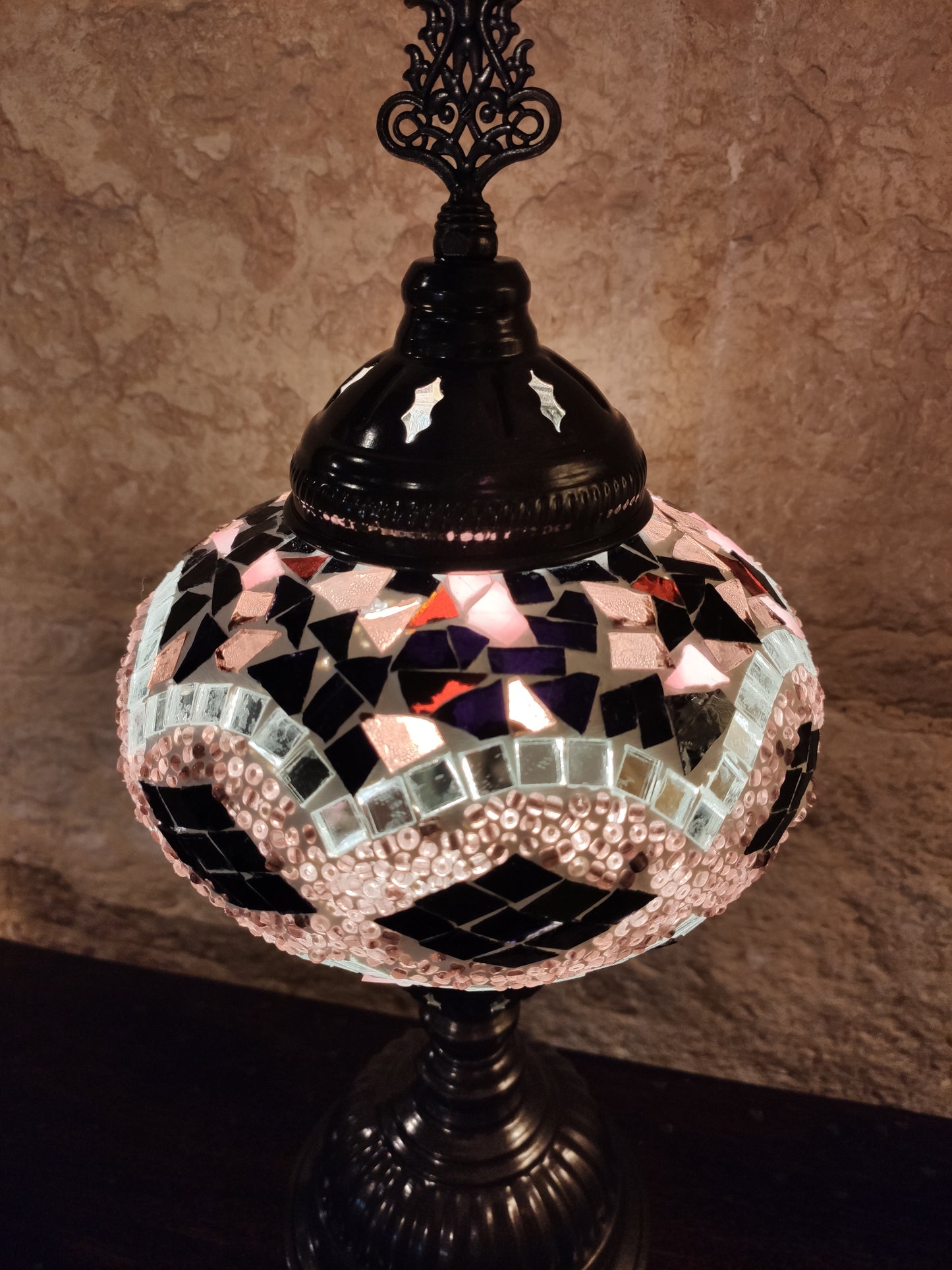 Turkish mosaic glass lamp for ethnic decor 9M