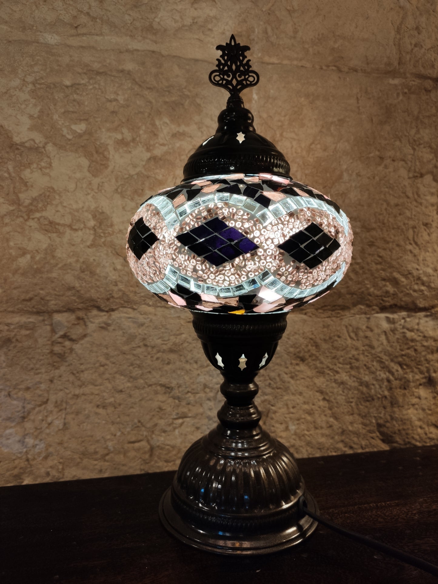 Turkish mosaic glass lamp for ethnic decor 9M