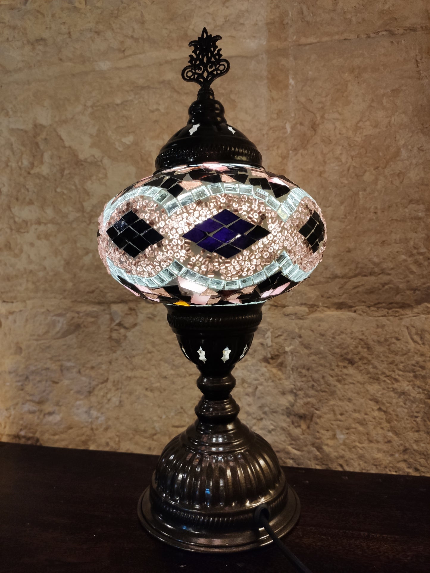 Turkish mosaic glass lamp for ethnic decor 9M