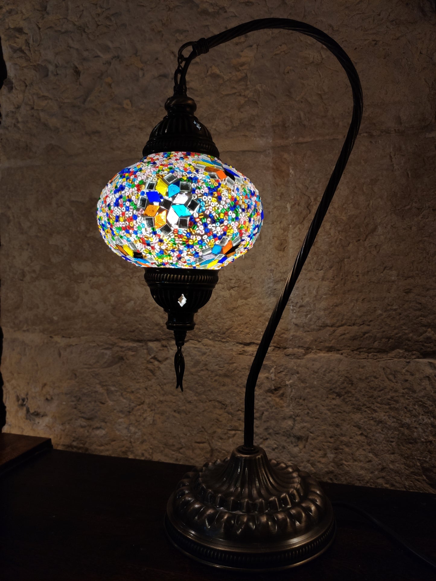 Turkish mosaic glass lamp, ethnic decor 2B