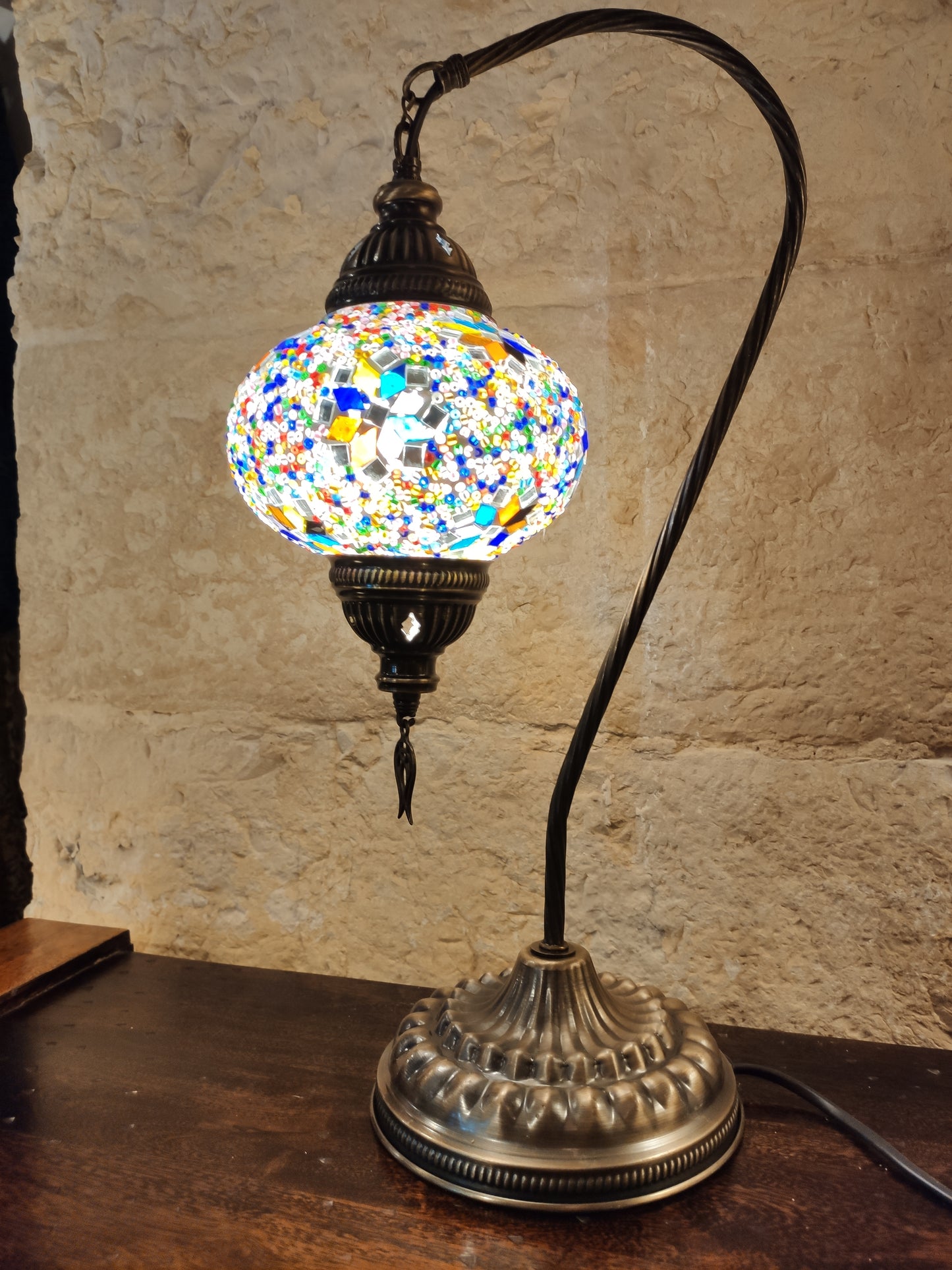 Turkish mosaic glass lamp, ethnic decor 2B