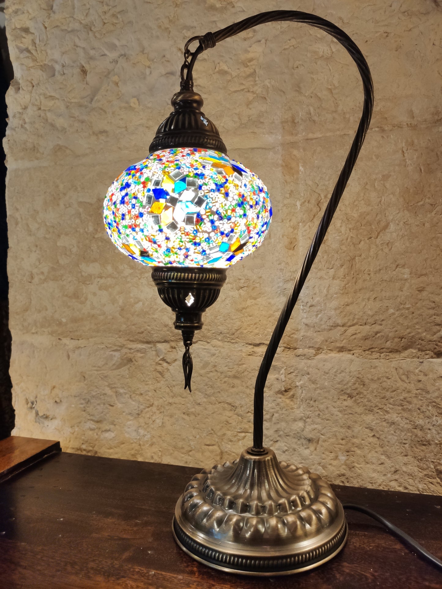 Turkish mosaic glass lamp, ethnic decor 2B