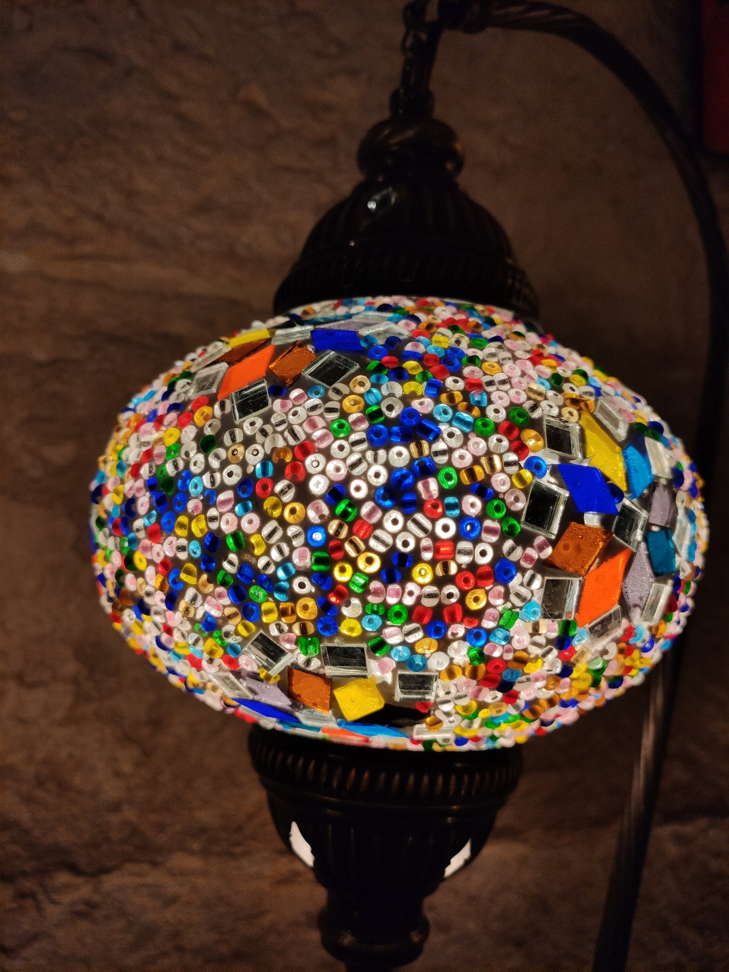 Turkish mosaic glass lamp, ethnic decor 2B