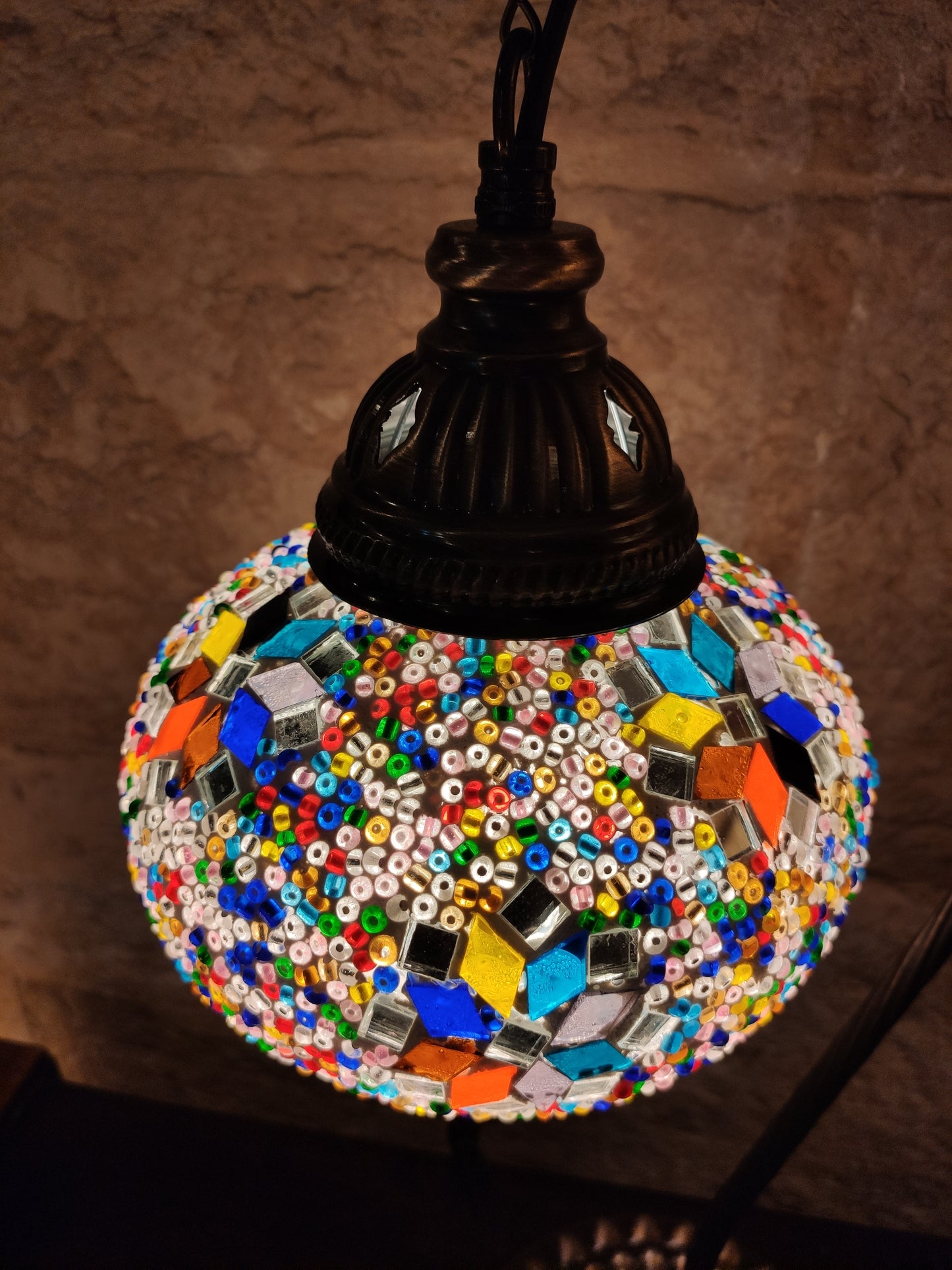 Turkish mosaic glass lamp, ethnic decor 2B