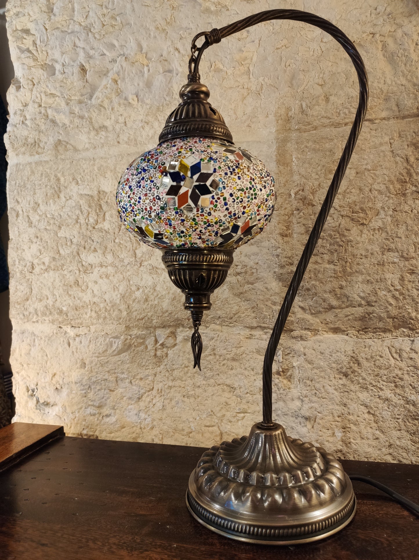 Turkish mosaic glass lamp, ethnic decor 2B