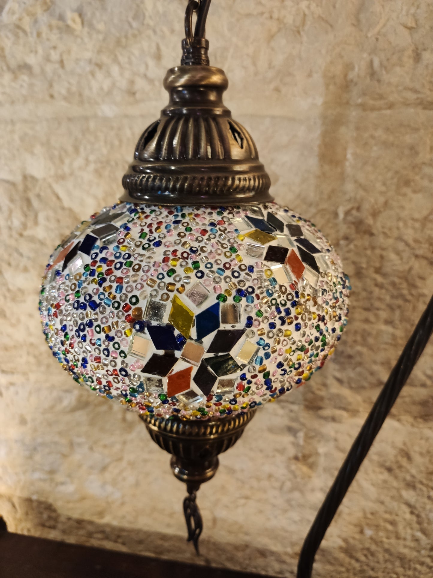 Turkish mosaic glass lamp, ethnic decor 2B