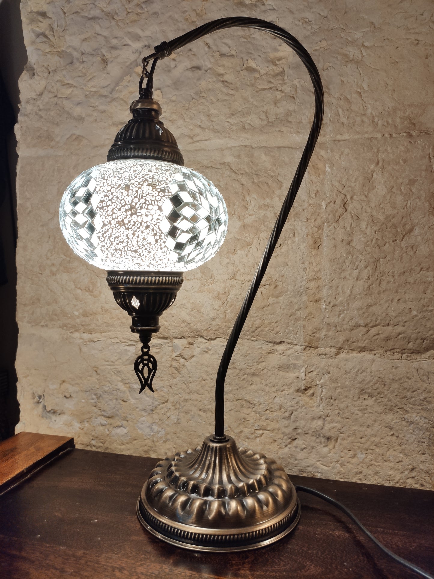 Turkish mosaic glass lamp, ethnic decor 4B