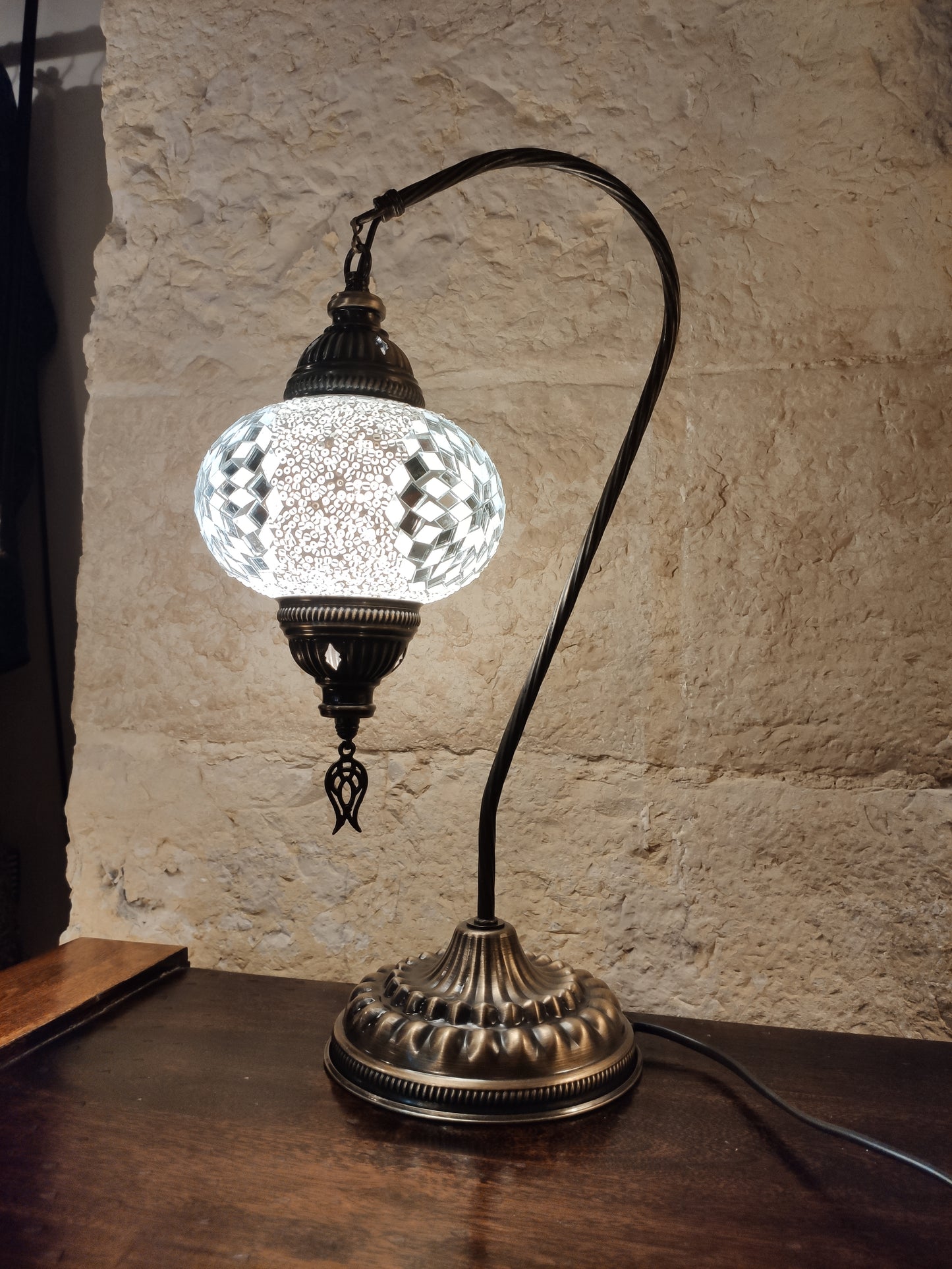 Turkish mosaic glass lamp, ethnic decor 4B