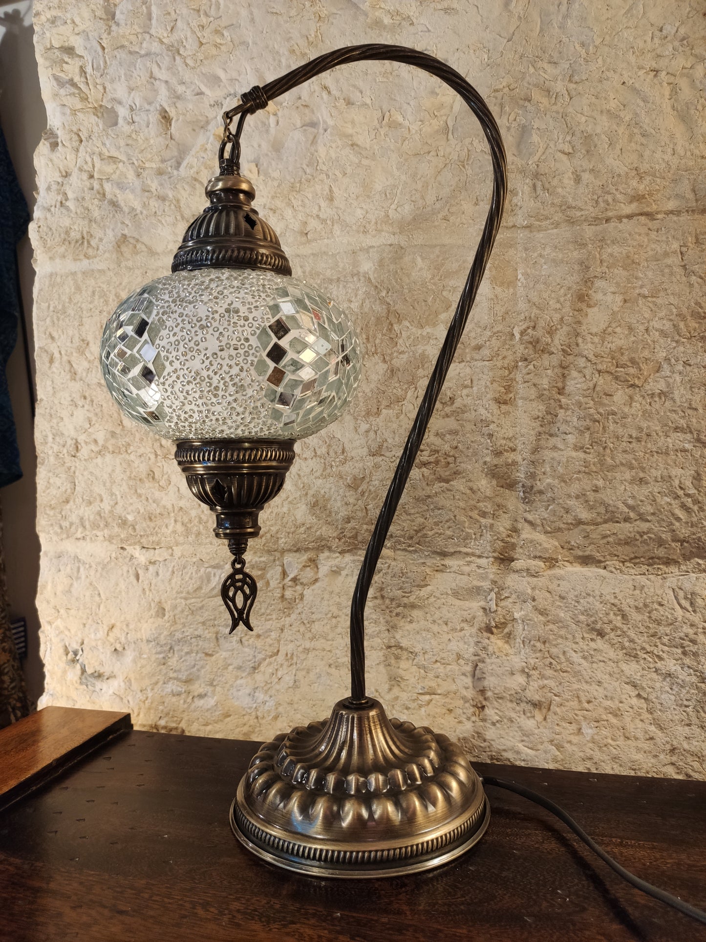 Turkish mosaic glass lamp, ethnic decor 4B