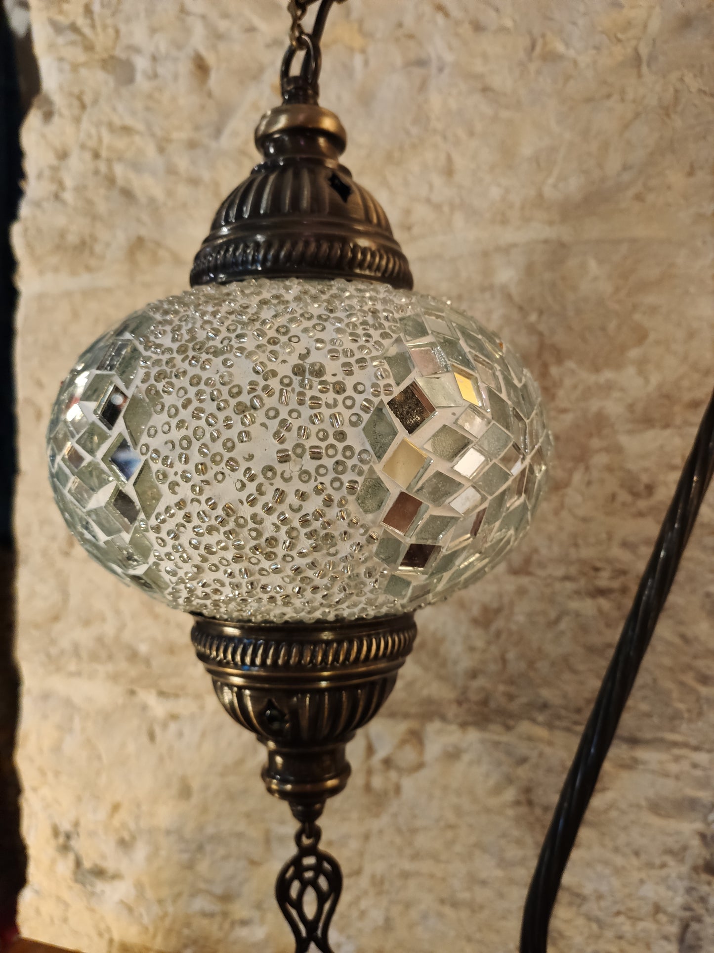 Turkish mosaic glass lamp, ethnic decor 4B