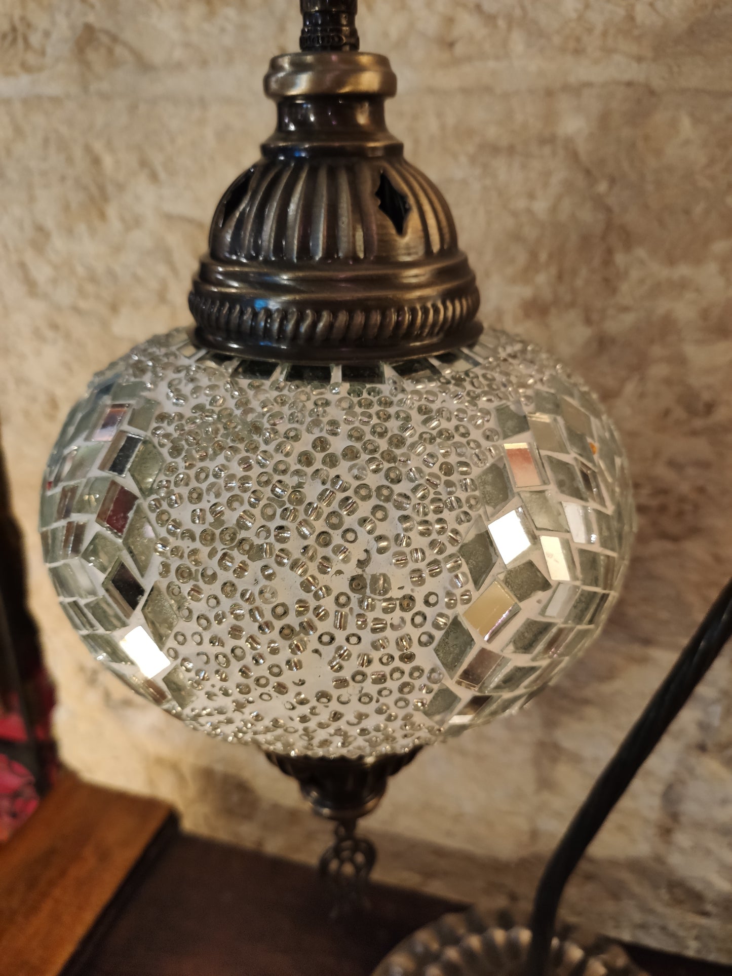 Turkish mosaic glass lamp, ethnic decor 4B