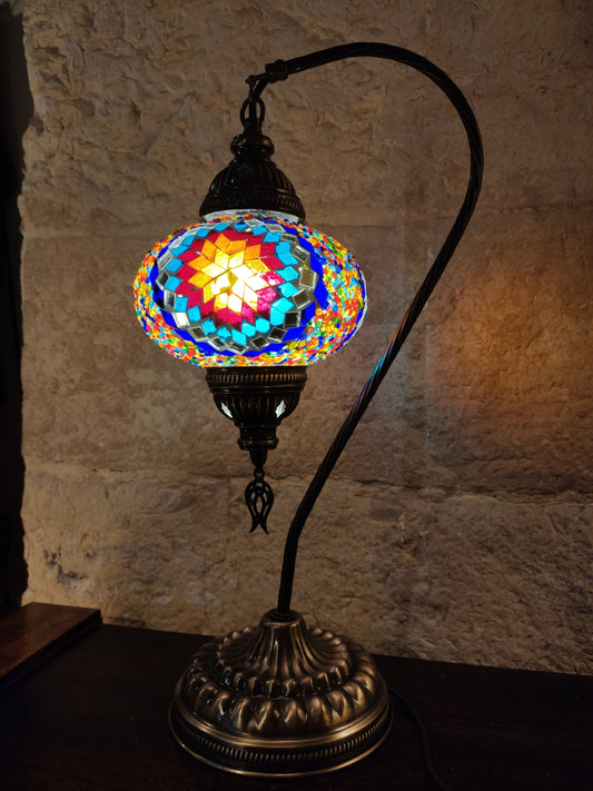 Turkish mosaic glass lamp, ethnic decor 5B