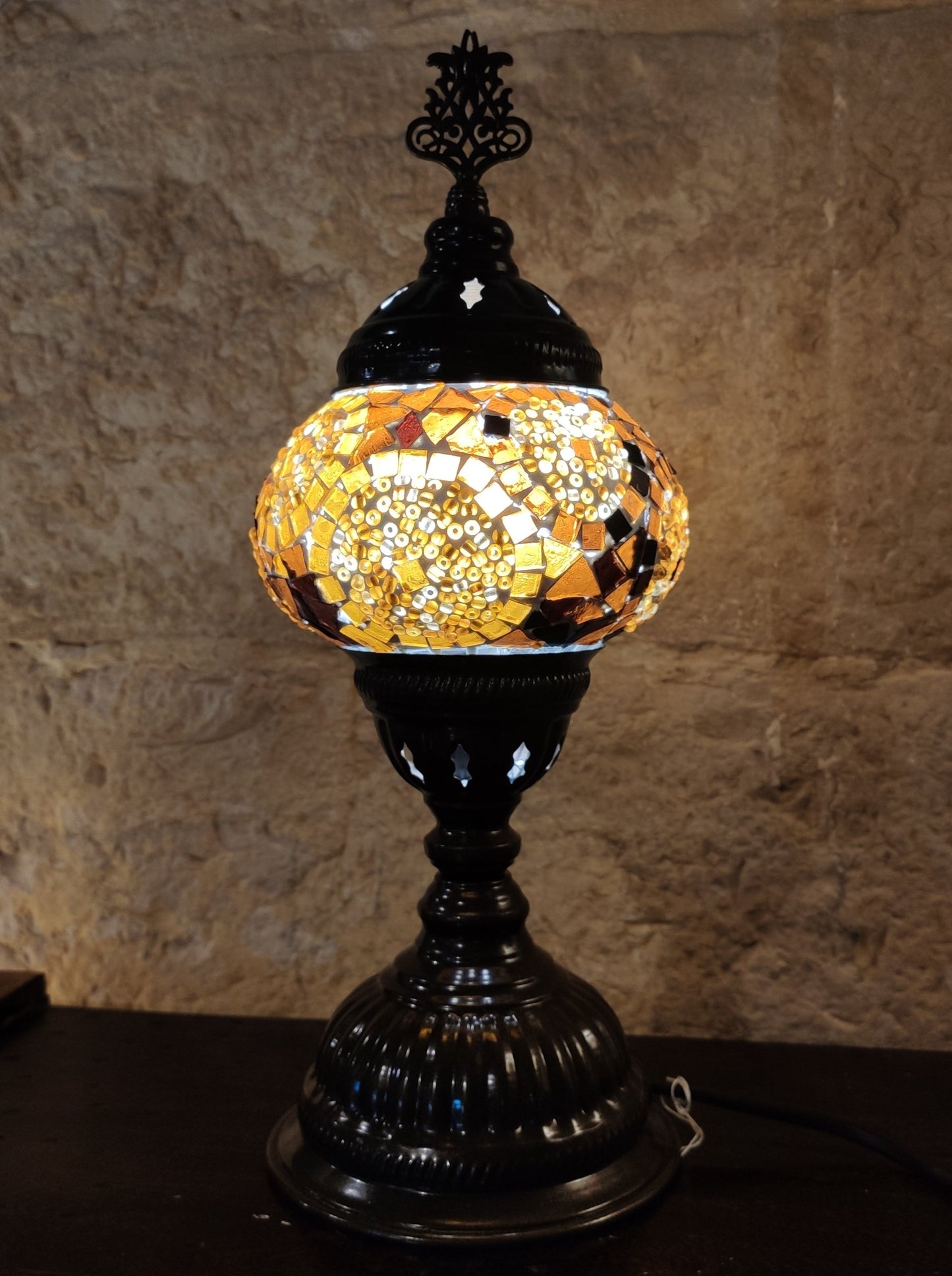 Turkish mosaic glass lamp for ethnic furniture 2P