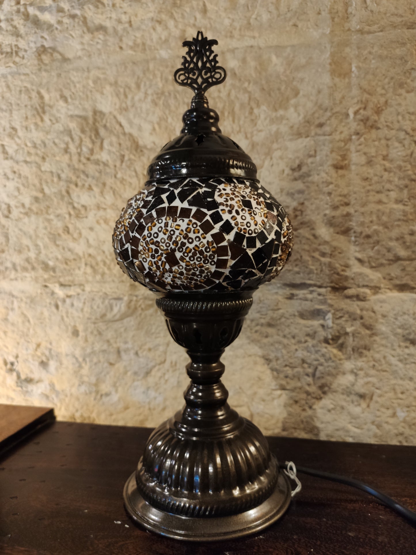 Turkish mosaic glass lamp for ethnic furniture 2P