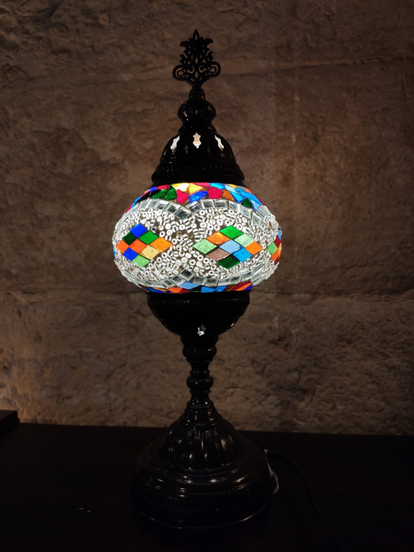 Turkish mosaic glass lamp, 3P ethnic furniture