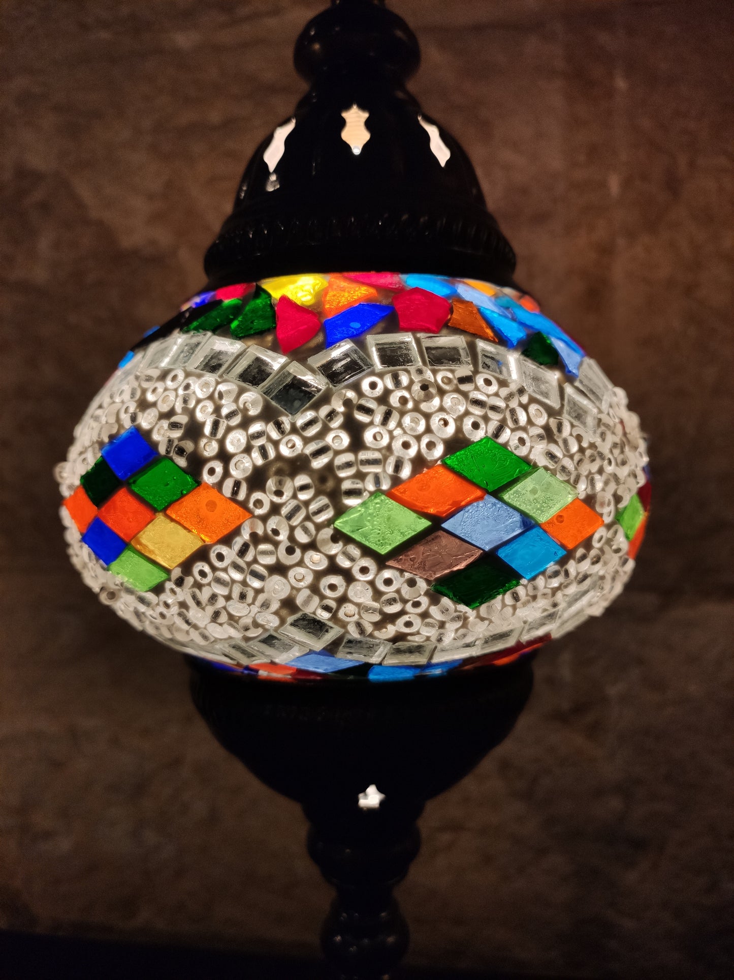 Turkish mosaic glass lamp, 3P ethnic furniture