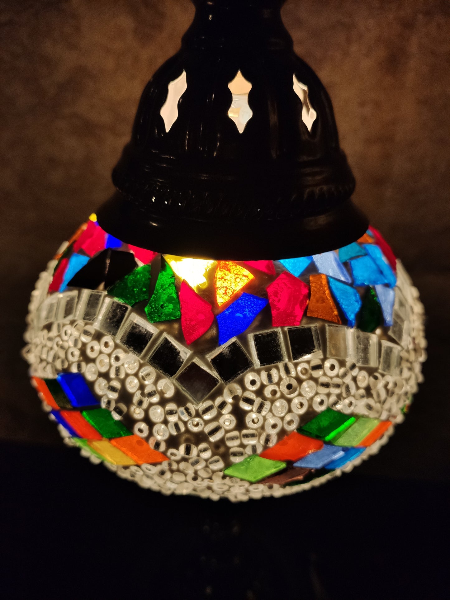 Turkish mosaic glass lamp, 3P ethnic furniture