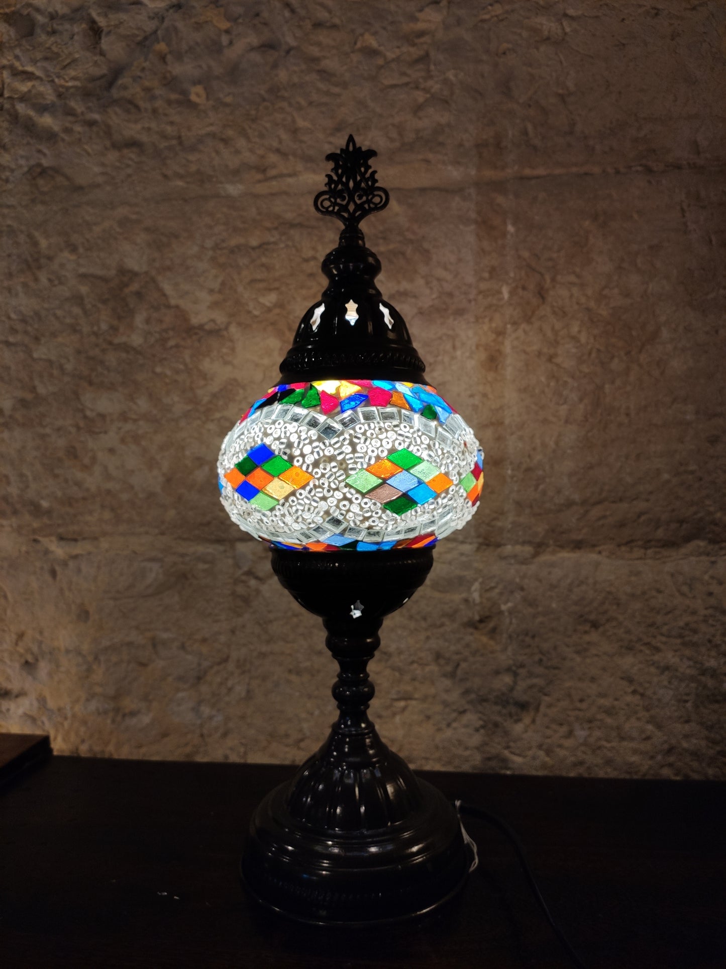 Turkish mosaic glass lamp, 3P ethnic furniture