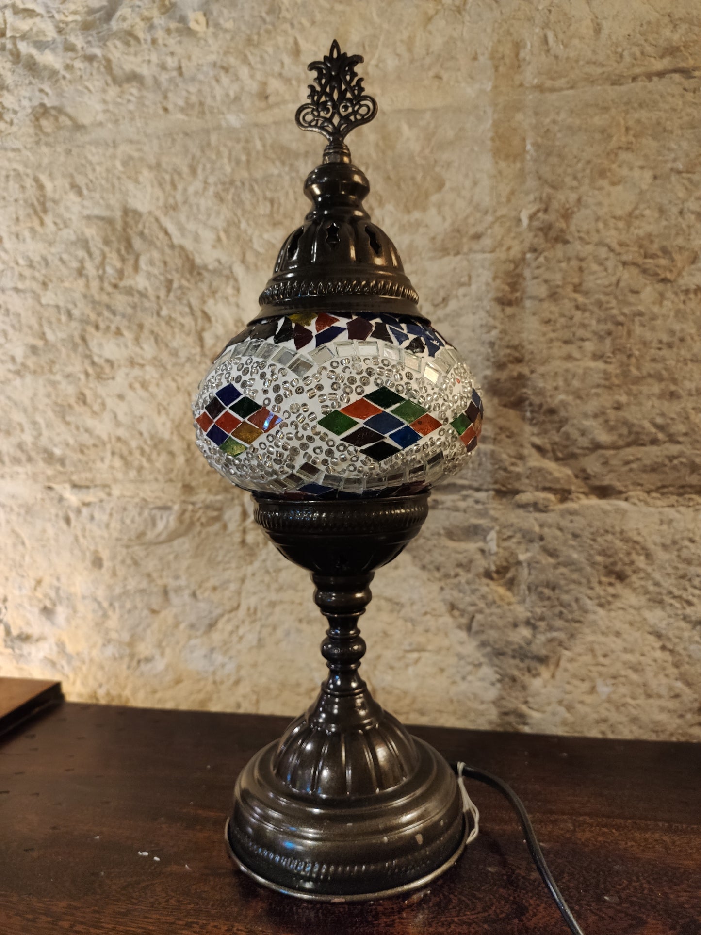 Turkish mosaic glass lamp, 3P ethnic furniture