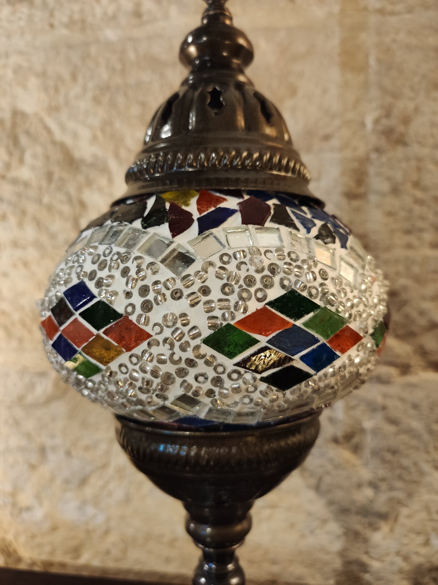 Turkish mosaic glass lamp, 3P ethnic furniture