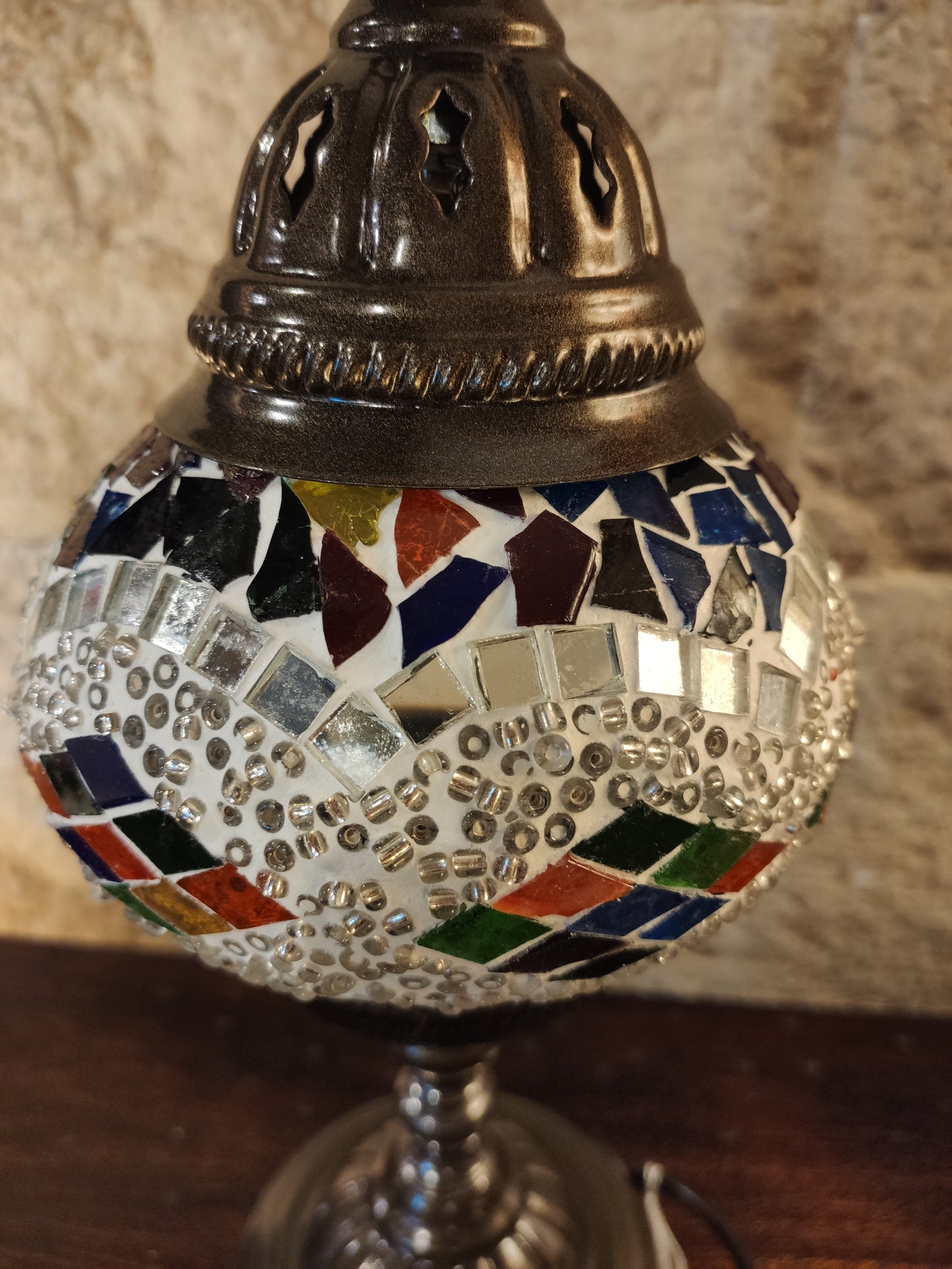 Turkish mosaic glass lamp, 3P ethnic furniture