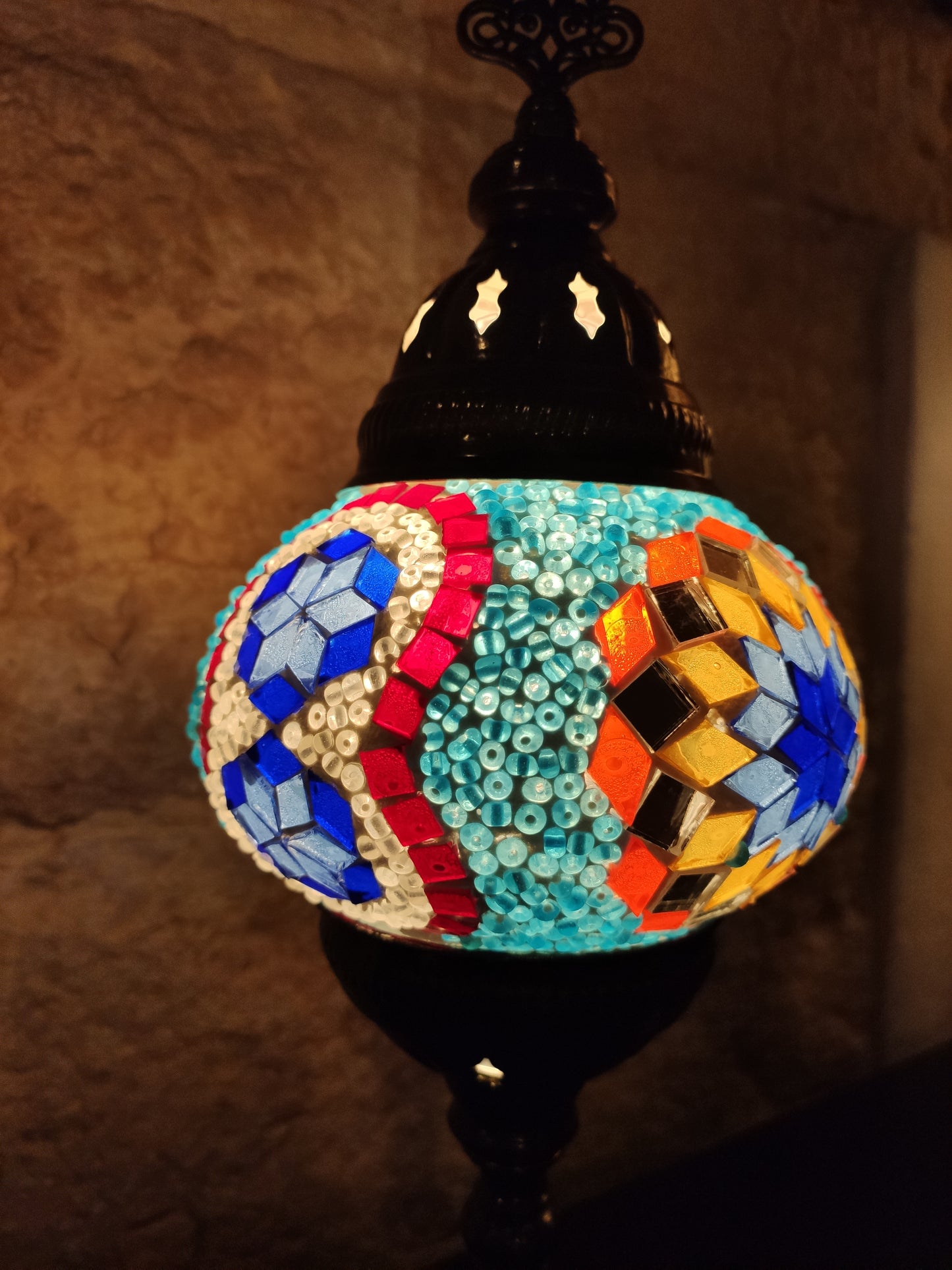 Turkish mosaic glass lamp, ethnic furniture 4P