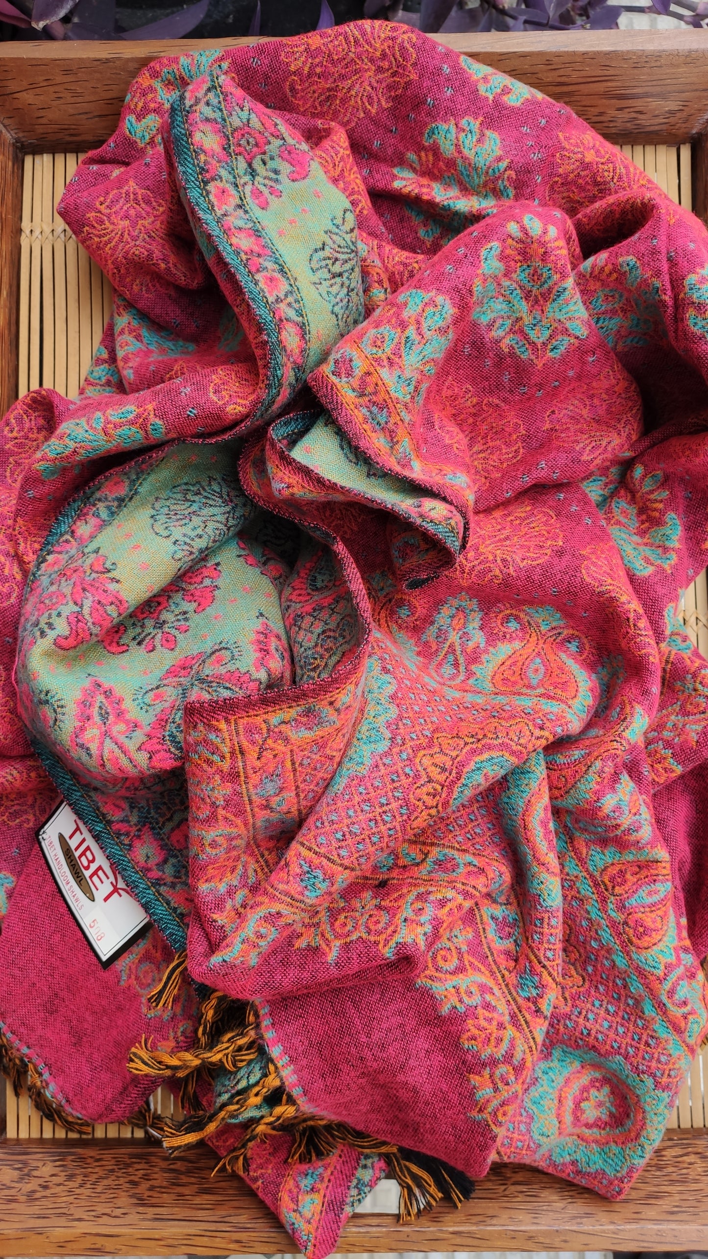 Pashmina shawl blanket 100% warm Yak wool Tibet 93A