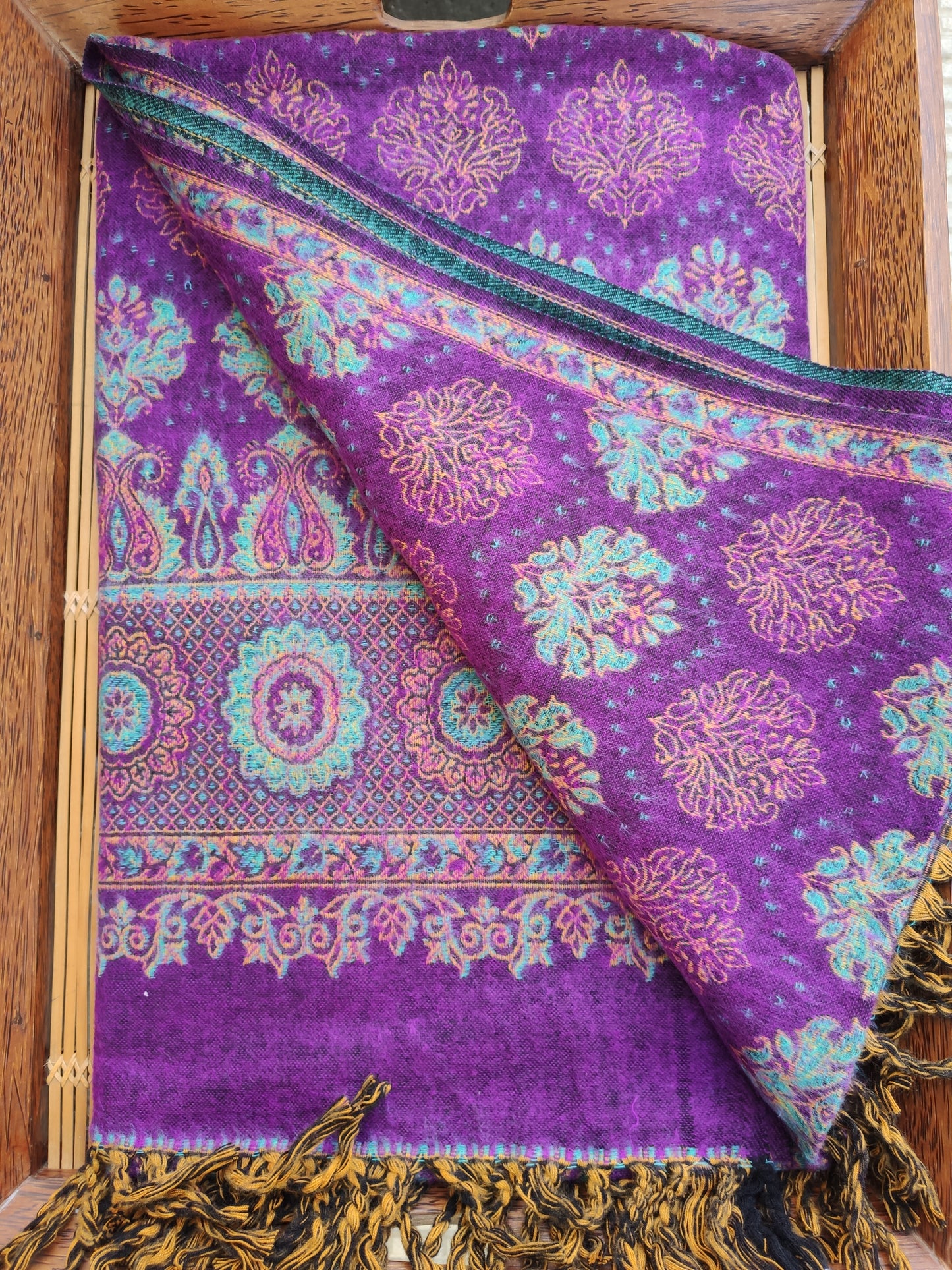 Pashmina shawl blanket 100% warm Yak wool Tibet 2E