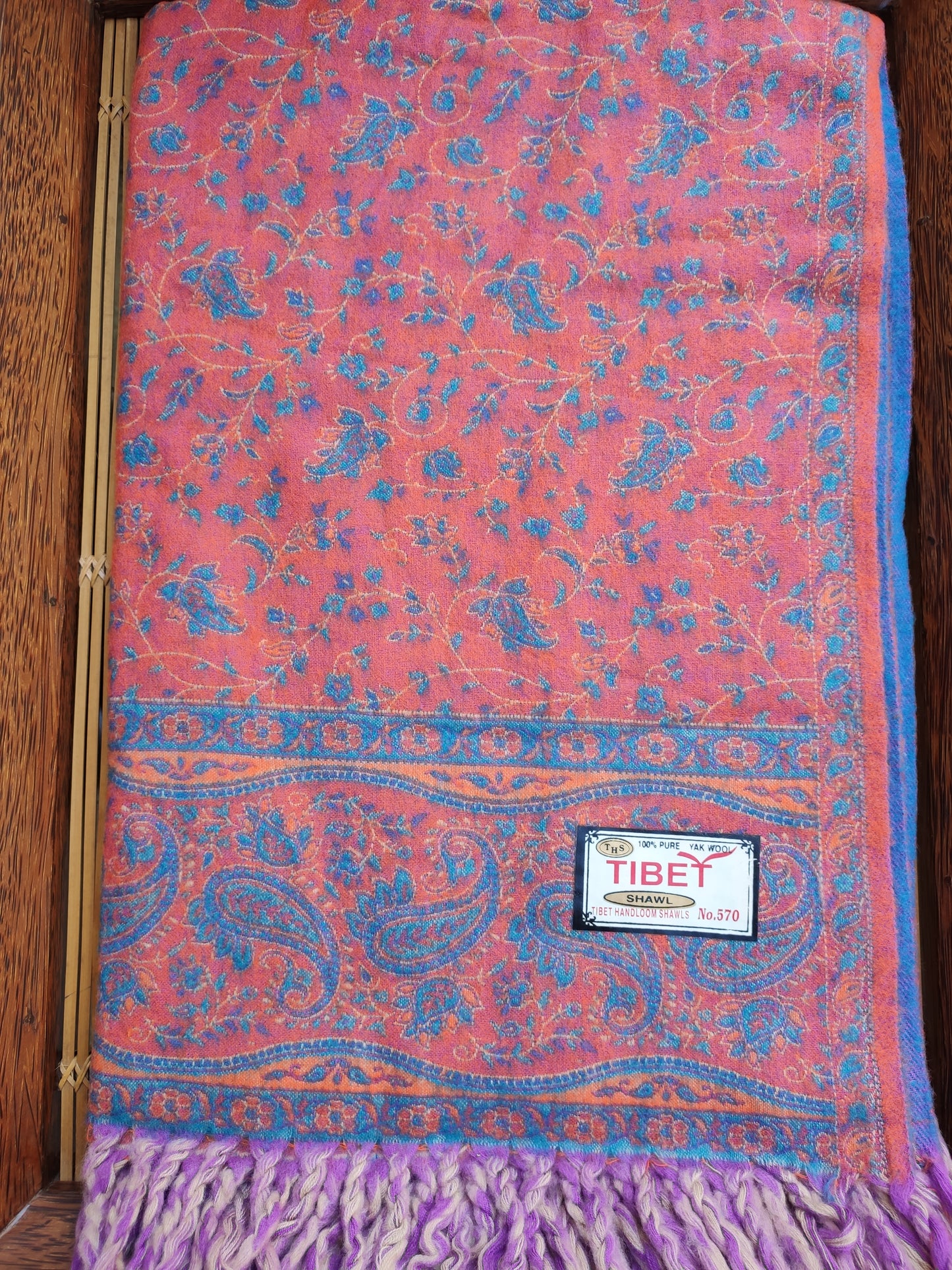 Pashmina-Schaldecke aus 100 % warmer Yakwolle Tibet 22T